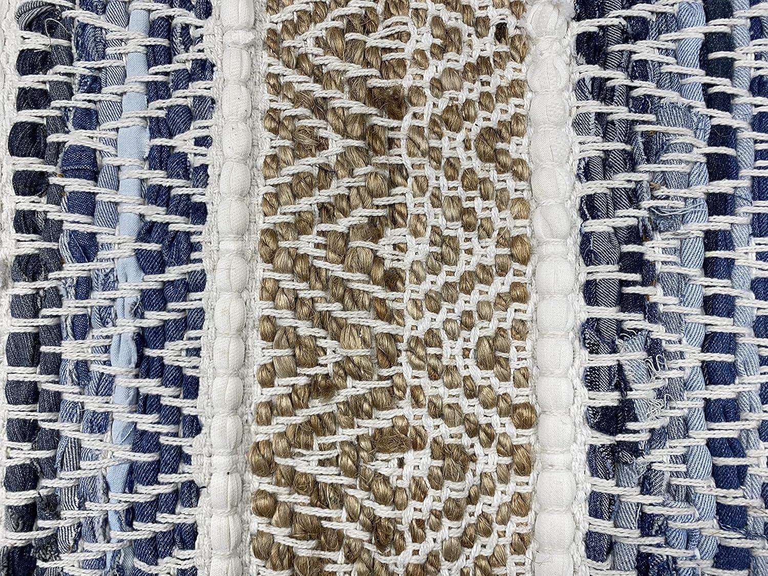 Lucky Brand – Jute Rug | Lolita Chevron Motif | Rectangular Accent Rug | 100% Natural Jute Fiber | Premium Home Décor | Measures 2'3" X 3'9" | Natural/White/Denim