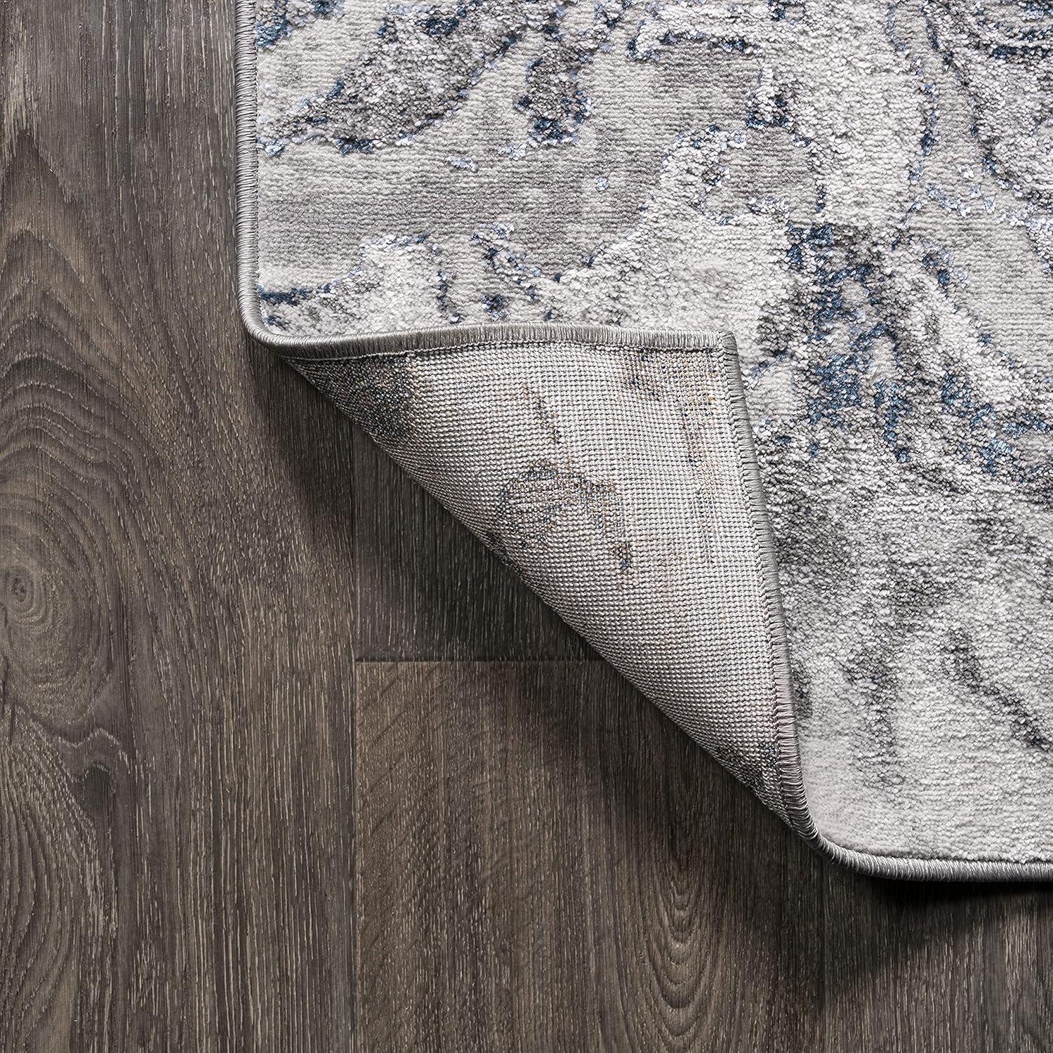 4'x6' Swirl Marbled Abstract Area Rug, Gray/Blue - JONATHAN Y