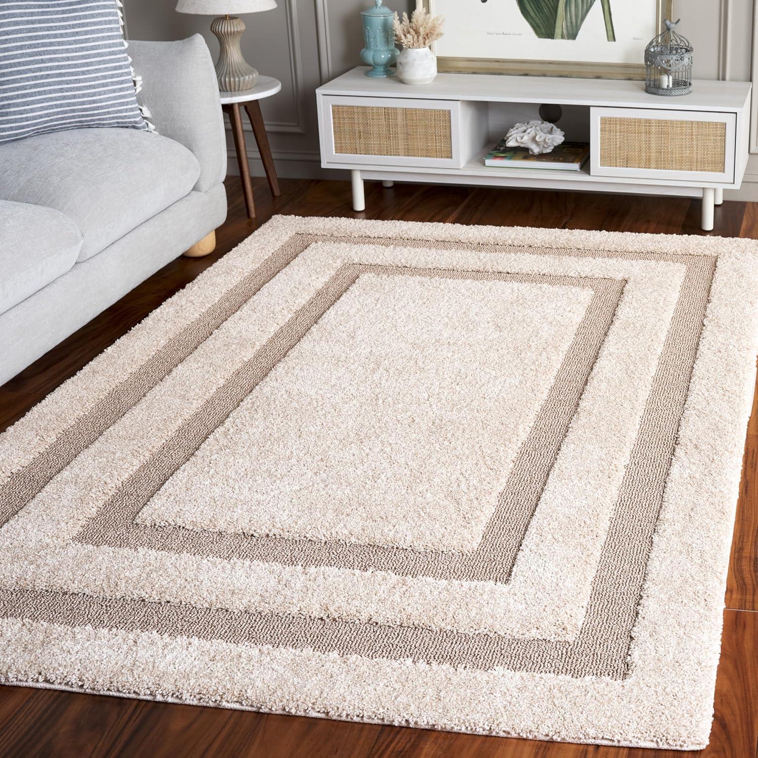Florida Shag SG454 Power Loomed Indoor Area Rug - Beige/Beige - 6'x9' - Safavieh.