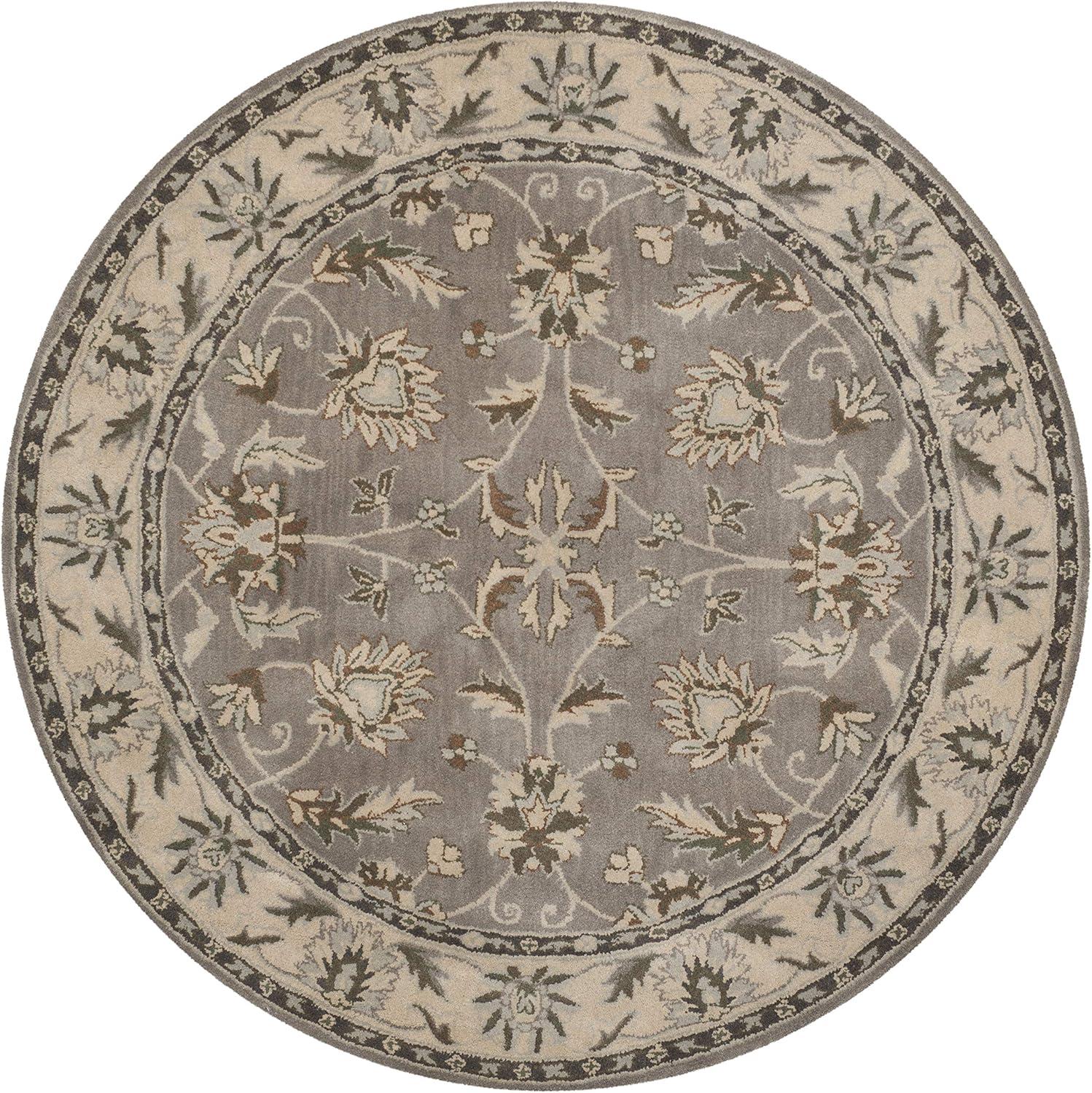 Heritage HG863 Hand Tufted Area Rug - Grey/Beige - 6' Round - Safavieh.
