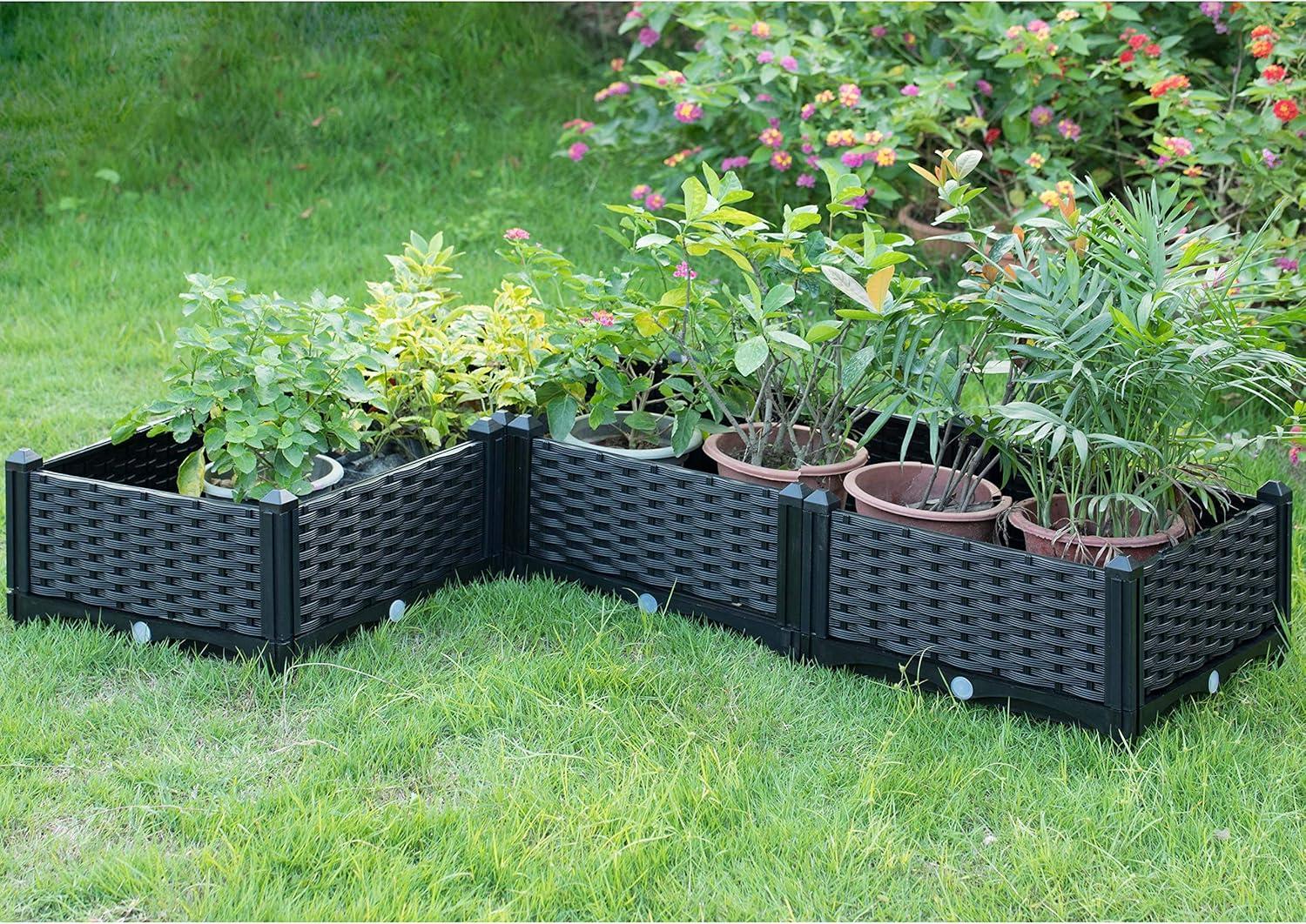 Rattan Raised Garden Bed Flower Planter