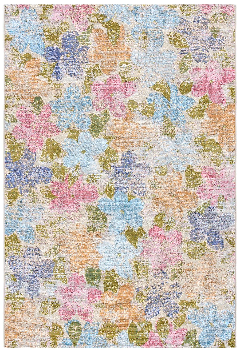 Summer SMR410 Power Loomed Indoor and Outdoor Area Rug - Blue/Pink - 5'3"x7'6" - Safavieh.