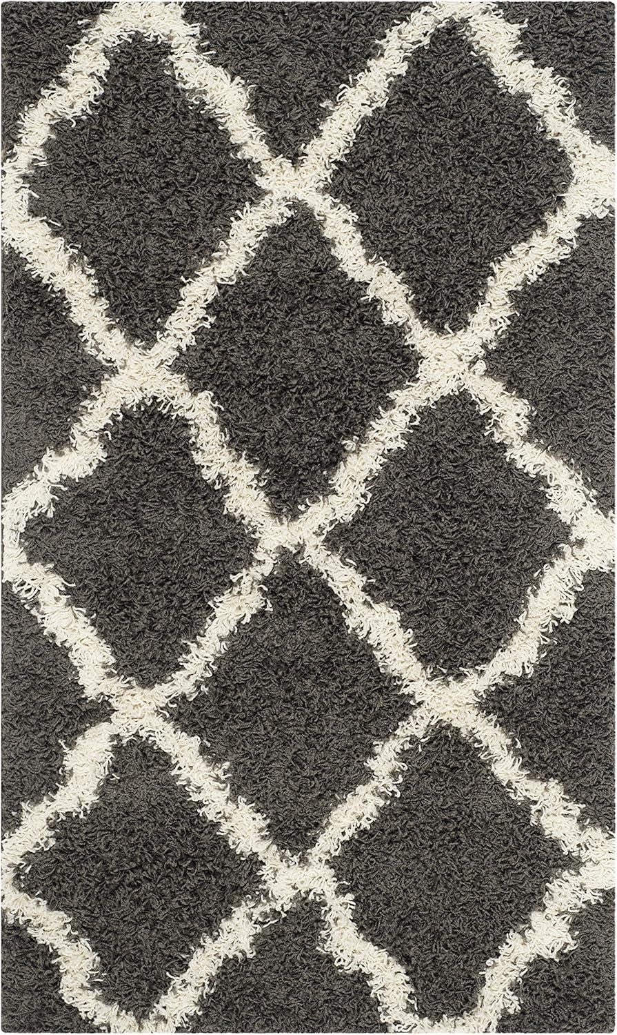 Dallas Shag SGD257 Power Loomed Indoor Accent Rug - Dark Grey/Ivory - 3'x5' - Safavieh.