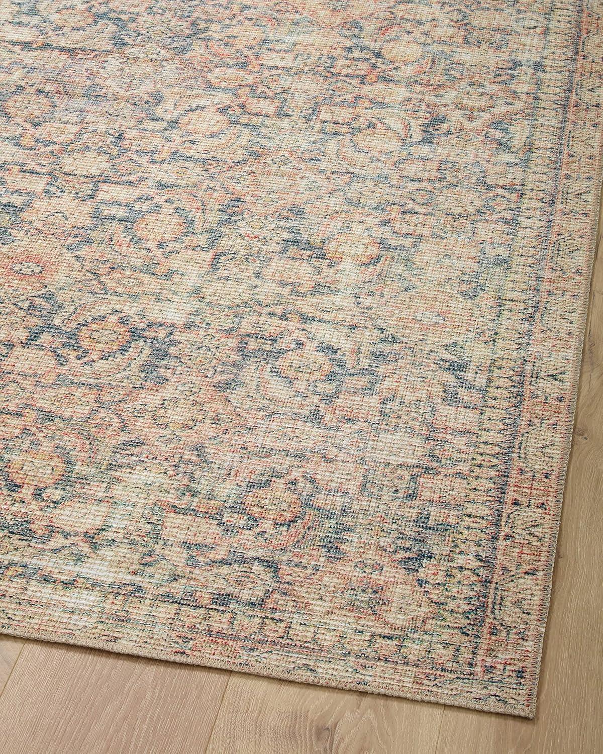 Aubrey Navy and Multi 3'-9" x 5'-6" Vintage-Inspired Accent Rug