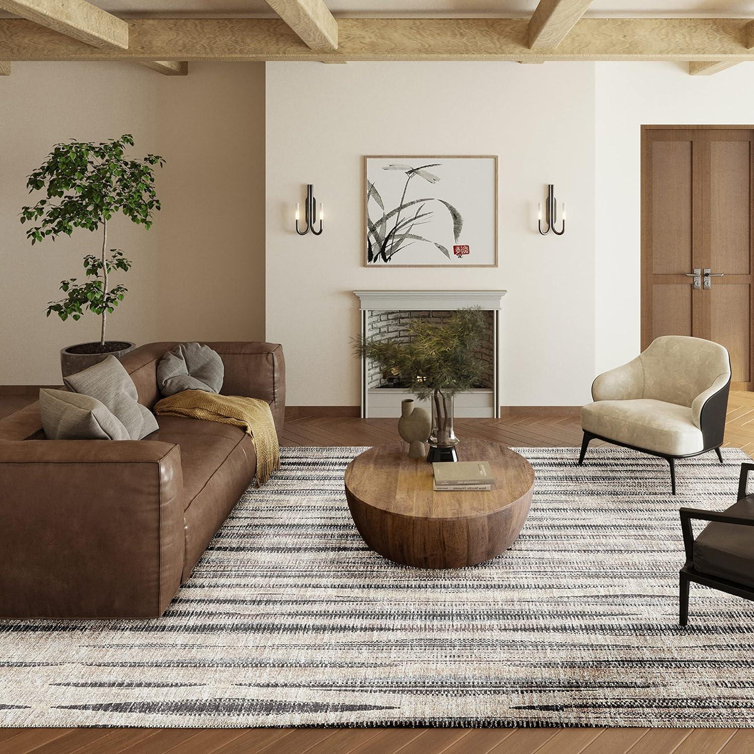 Addison Rugs Indoor/Outdoor Waverly Modern Stripes Washable Rug 3' x 5' - Beige