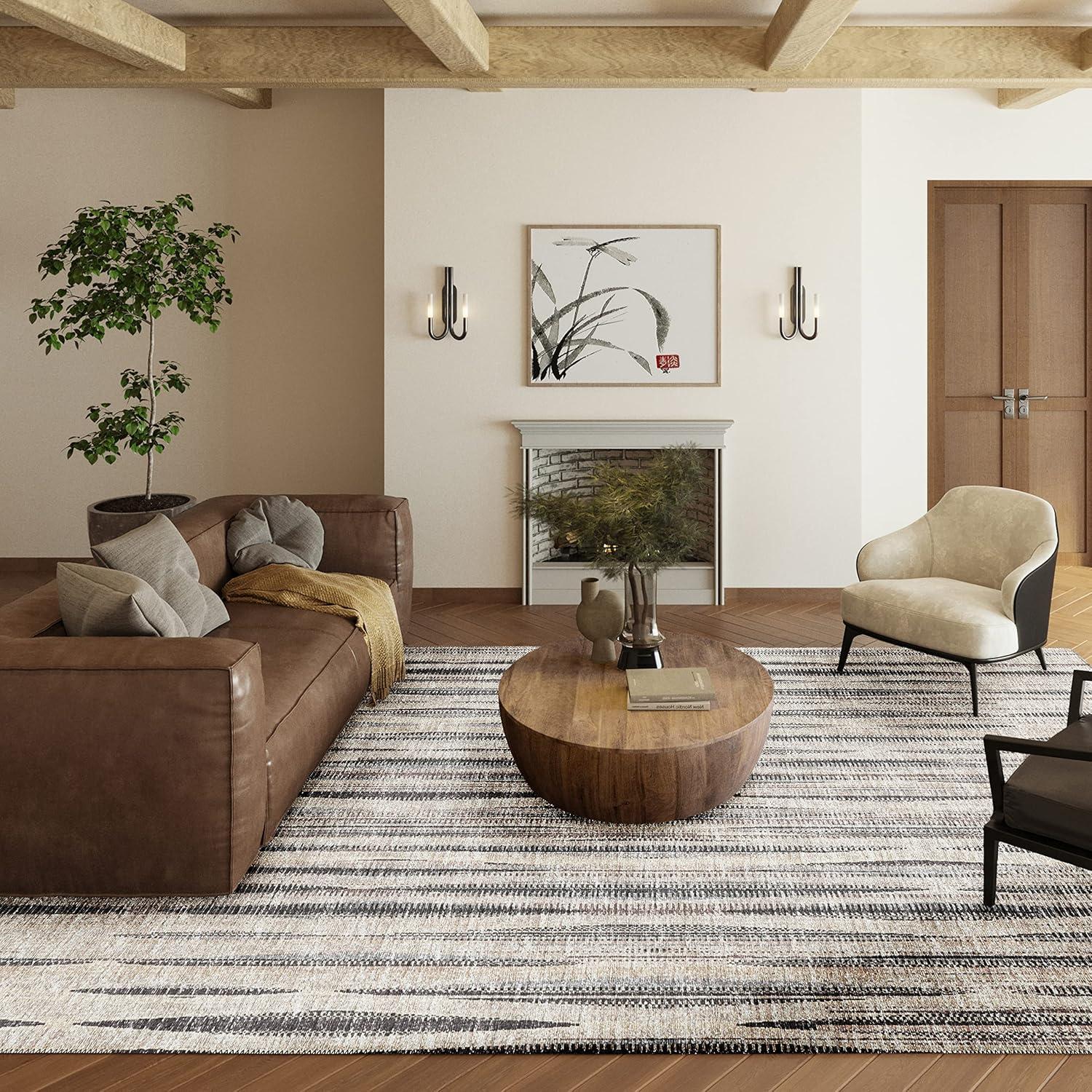 Addison Rugs Indoor/Outdoor Waverly Modern Stripes Washable Rug 3' x 5' - Beige