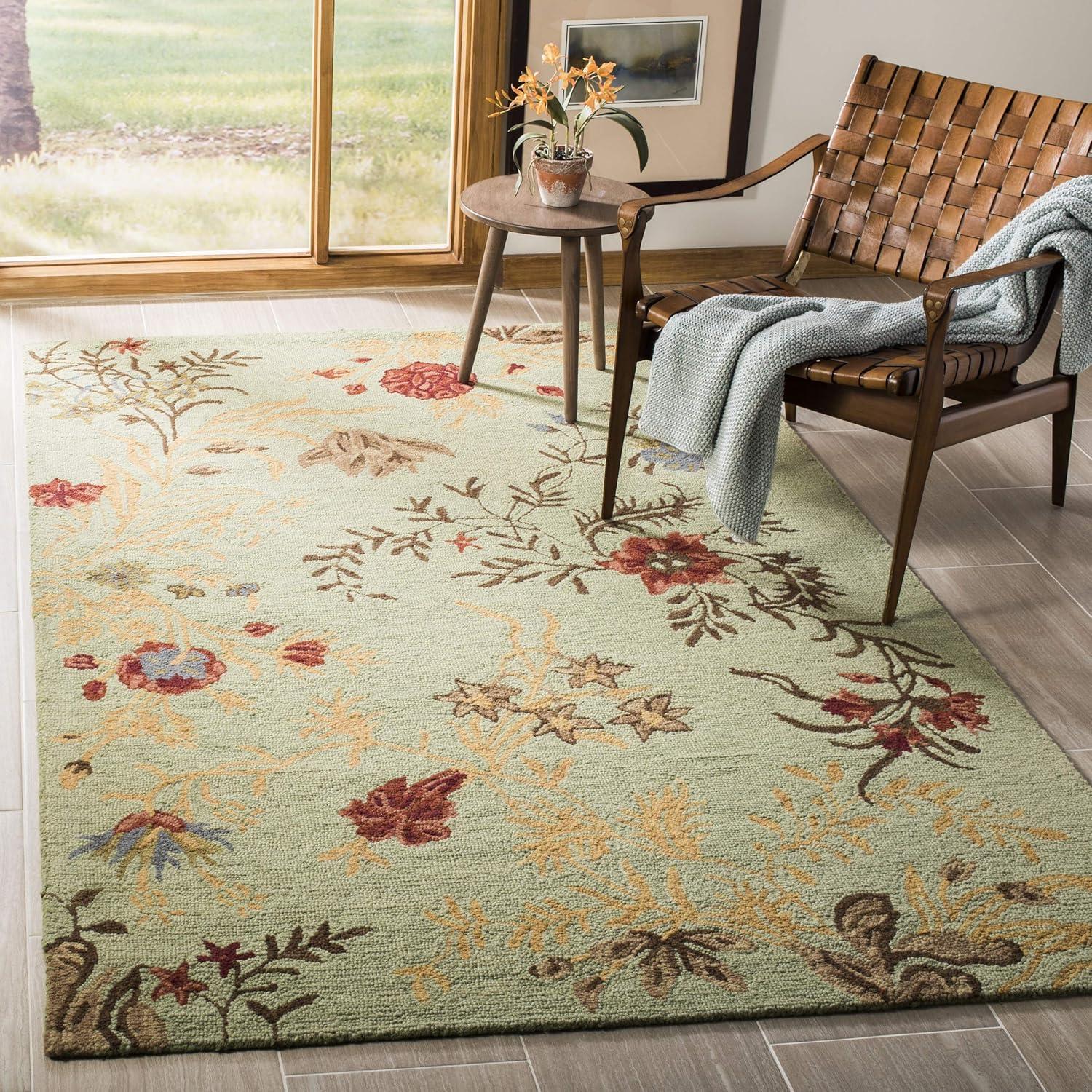 SAFAVIEH Blossom Kelly Floral Flower Wool Area Rug, Light Green/Multi, 8' x 10'