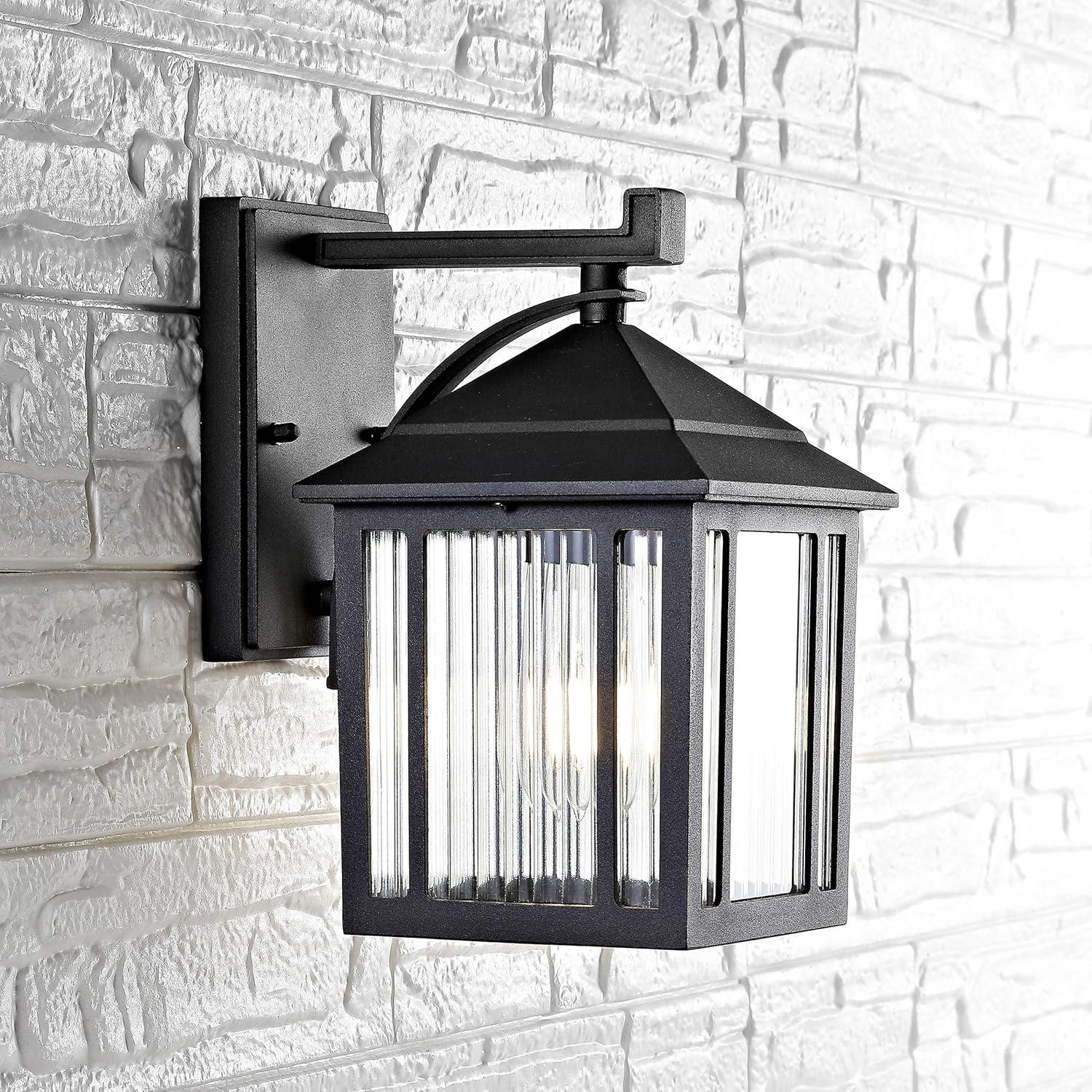 Ranzi Outdoor Wall Lantern - PLT4009 - Clear/Black - Safavieh
