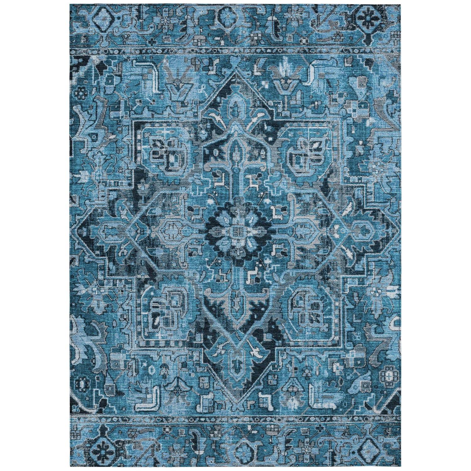 Addison Rugs Chantille ACN570 Blue 8' x 10 Indoor Outdoor Area Rug, Stain Resistant, Machine Washable, Non Shedding, Bedroom, Living Room, Dining Room, Kitchen Rug