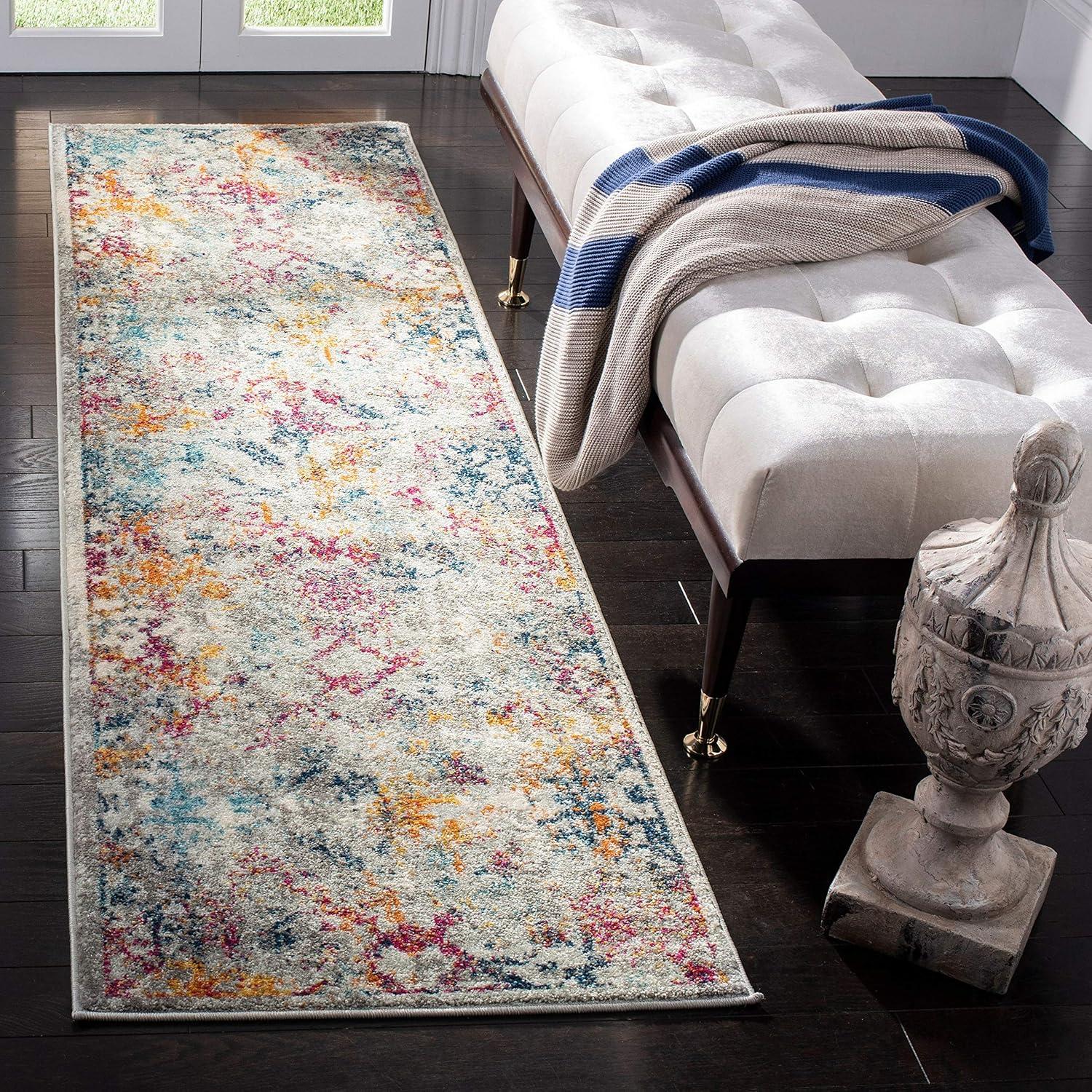 Reversible Metro-Mod Blue Synthetic 4' x 6' Area Rug