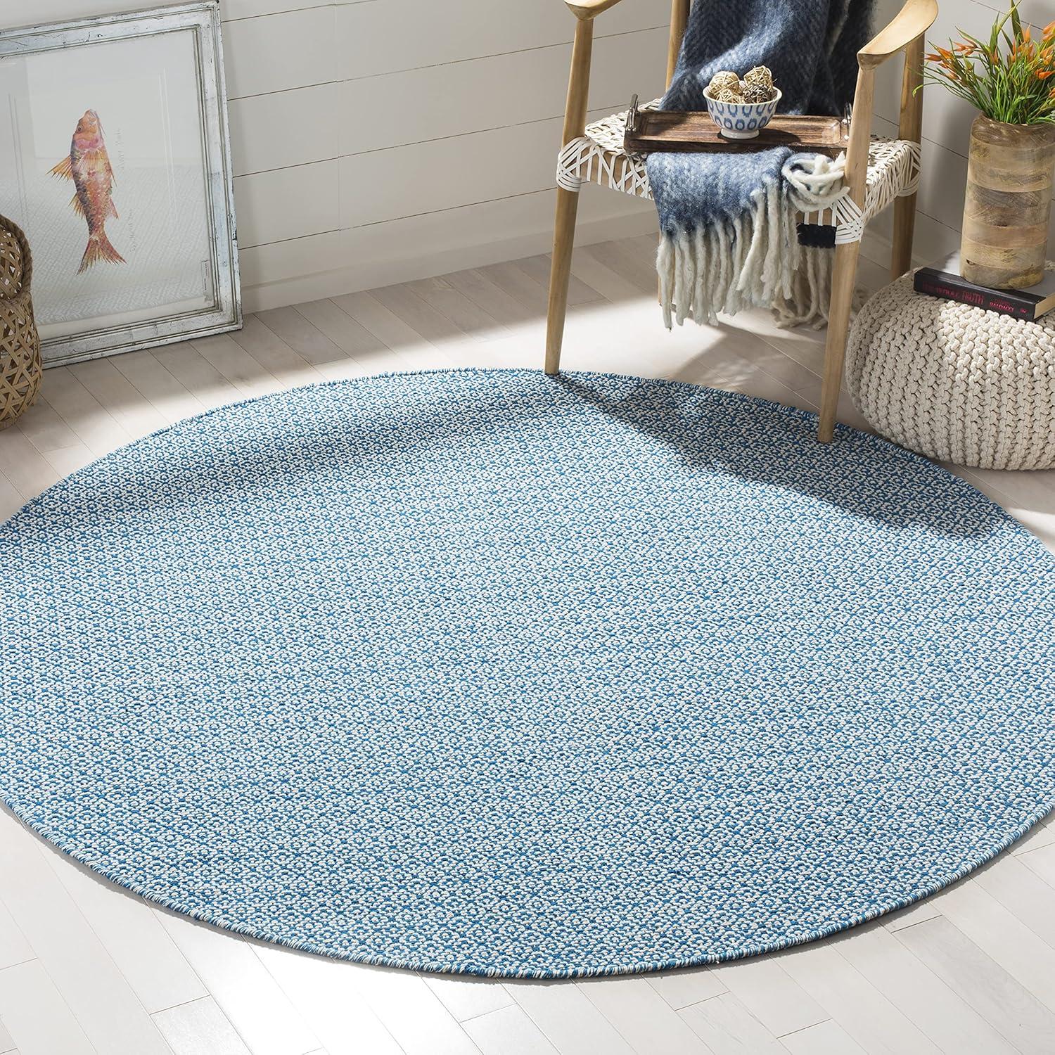 Montauk MTK717 Hand Woven Area Rug - Ivory/Blue - 6' Round - Safavieh.