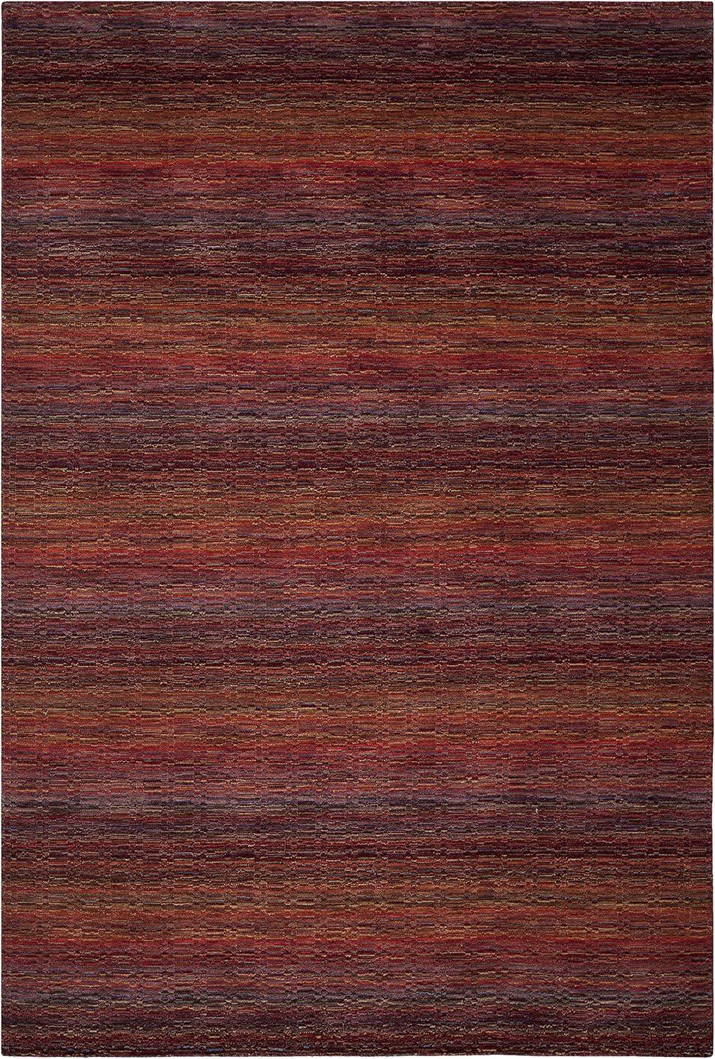 SAFAVIEH Himalaya Lagrange Solid Wool Area Rug, Red/Multi, 9' x 12'