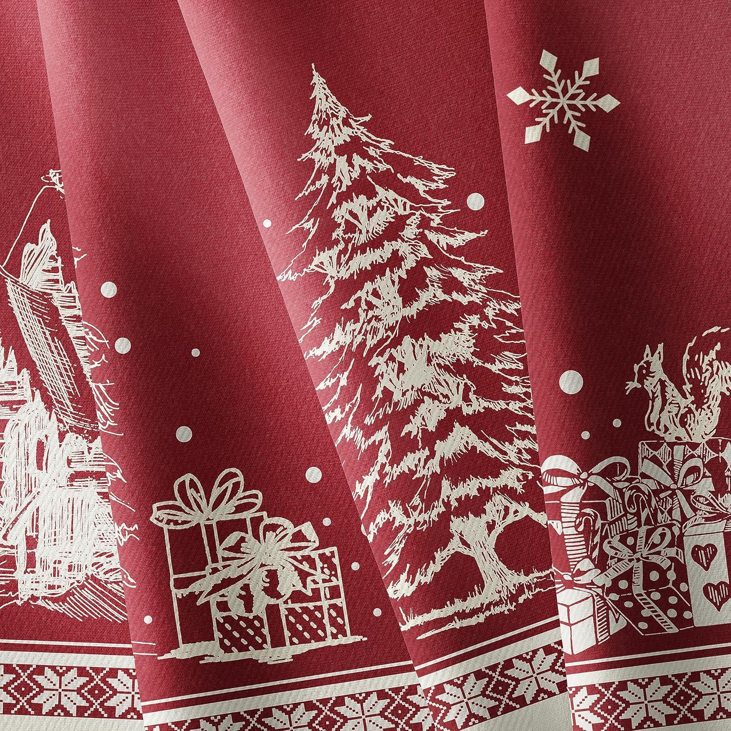 Rectangle Christmas Tablecloth 60x84In,Christmas Tree Elk Santa Snowflake Red Christmas Tablecloth,Polyester Waterproof Wrinkle Resistant Durable Table cloth for Holiday,Kitchen,Winter and Home Decor
