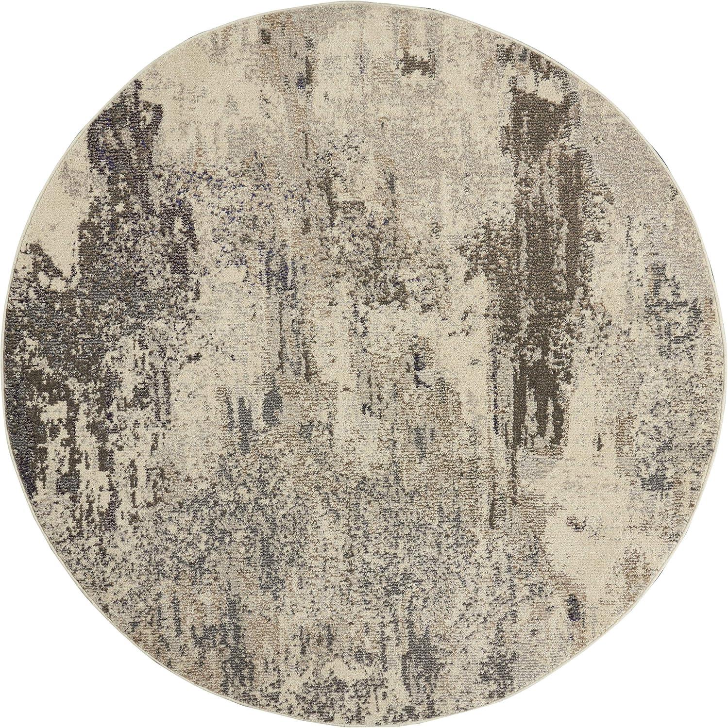 Nourison Celestial CES02 7'10" Round Ivory/Grey Area Rug