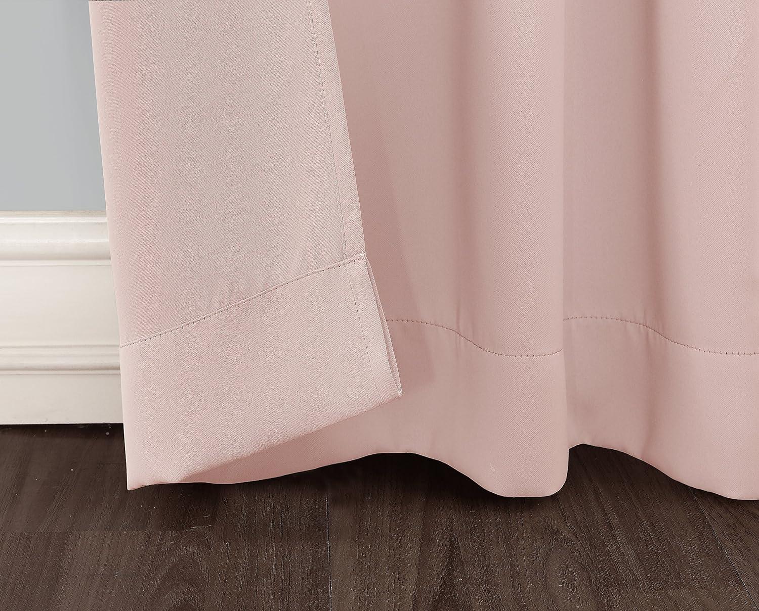 Blush Polyester Blackout Rod Pocket Curtain Panel