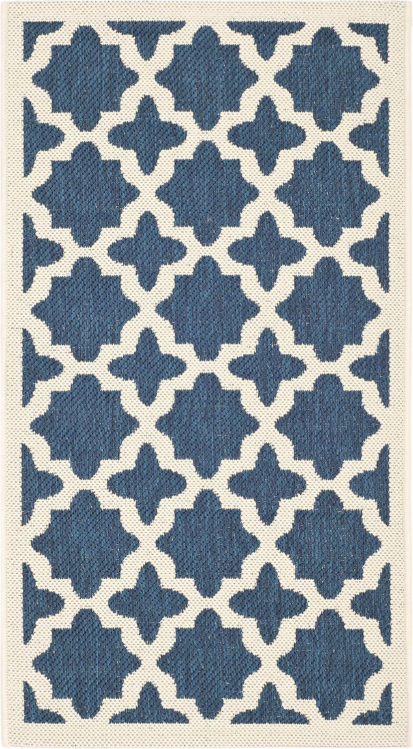 Courtyard CY6913 Power Loomed Indoor and Outdoor Accent Rug - Navy/Beige - 2'x3'7" - Safavieh