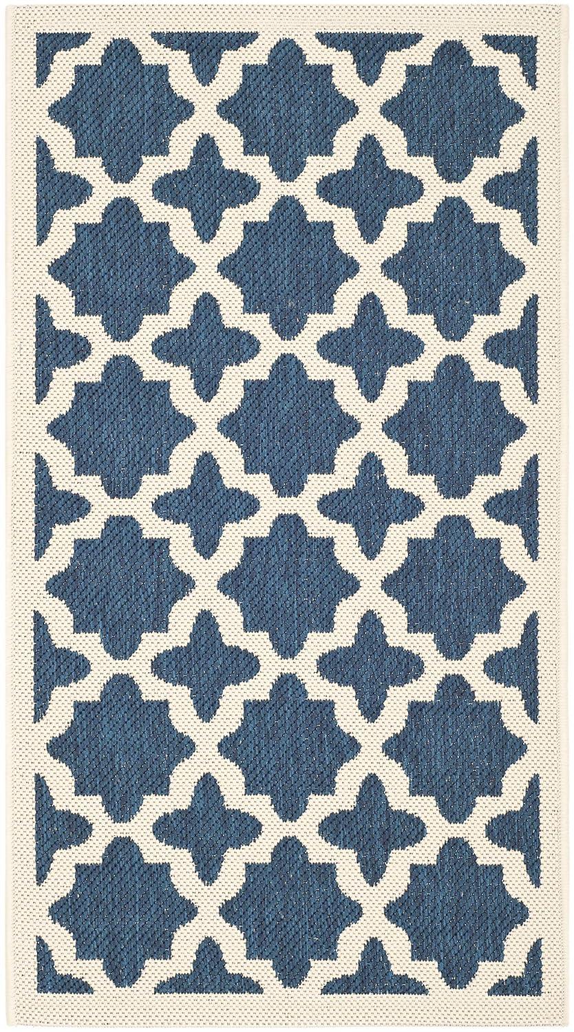 Courtyard CY6913 Power Loomed Indoor and Outdoor Accent Rug - Navy/Beige - 2'x3'7" - Safavieh