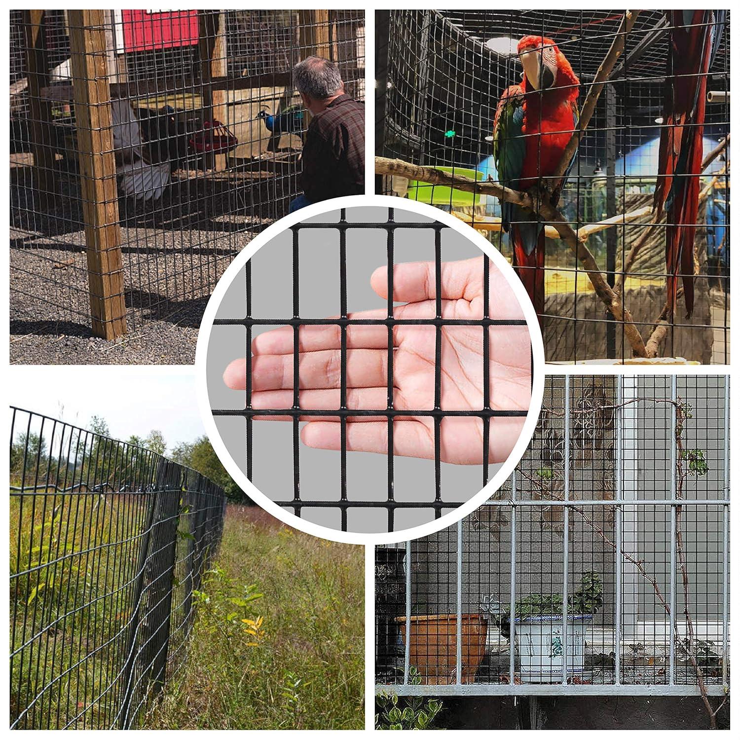Fencer Wire Fencer Wire 16 Gauge Black Vinyl Coated Welded Wire w/ Mesh Size 0.5 inch X 1 inch, Multiple Sizes