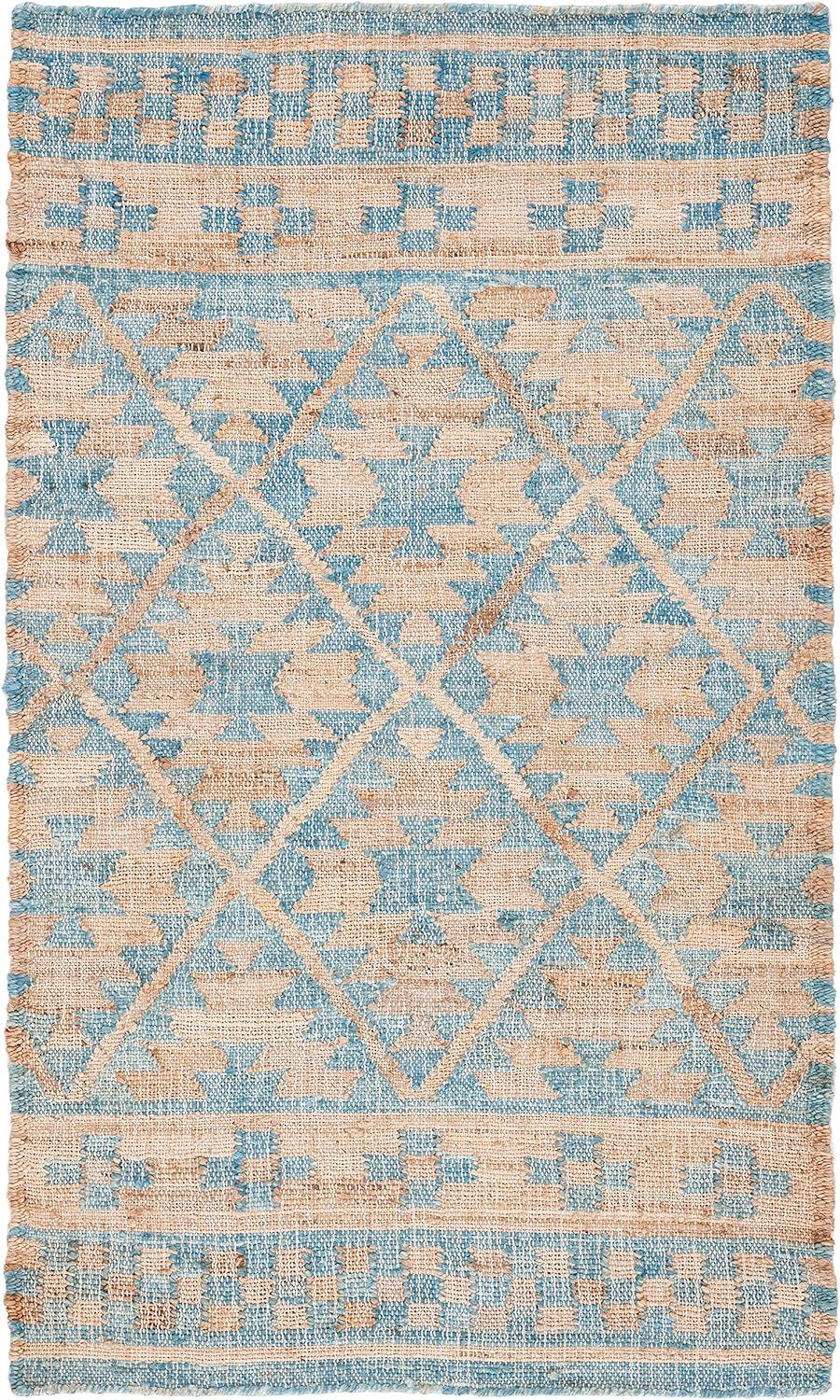 Kilim KLM757 Hand Woven Area Rug - Blue/Natural - 3'x5' - Safavieh.