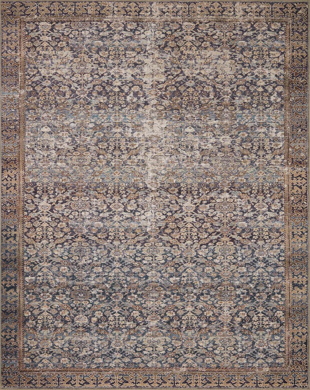 Georgie Denim and Spice Floral Wool Runner Rug