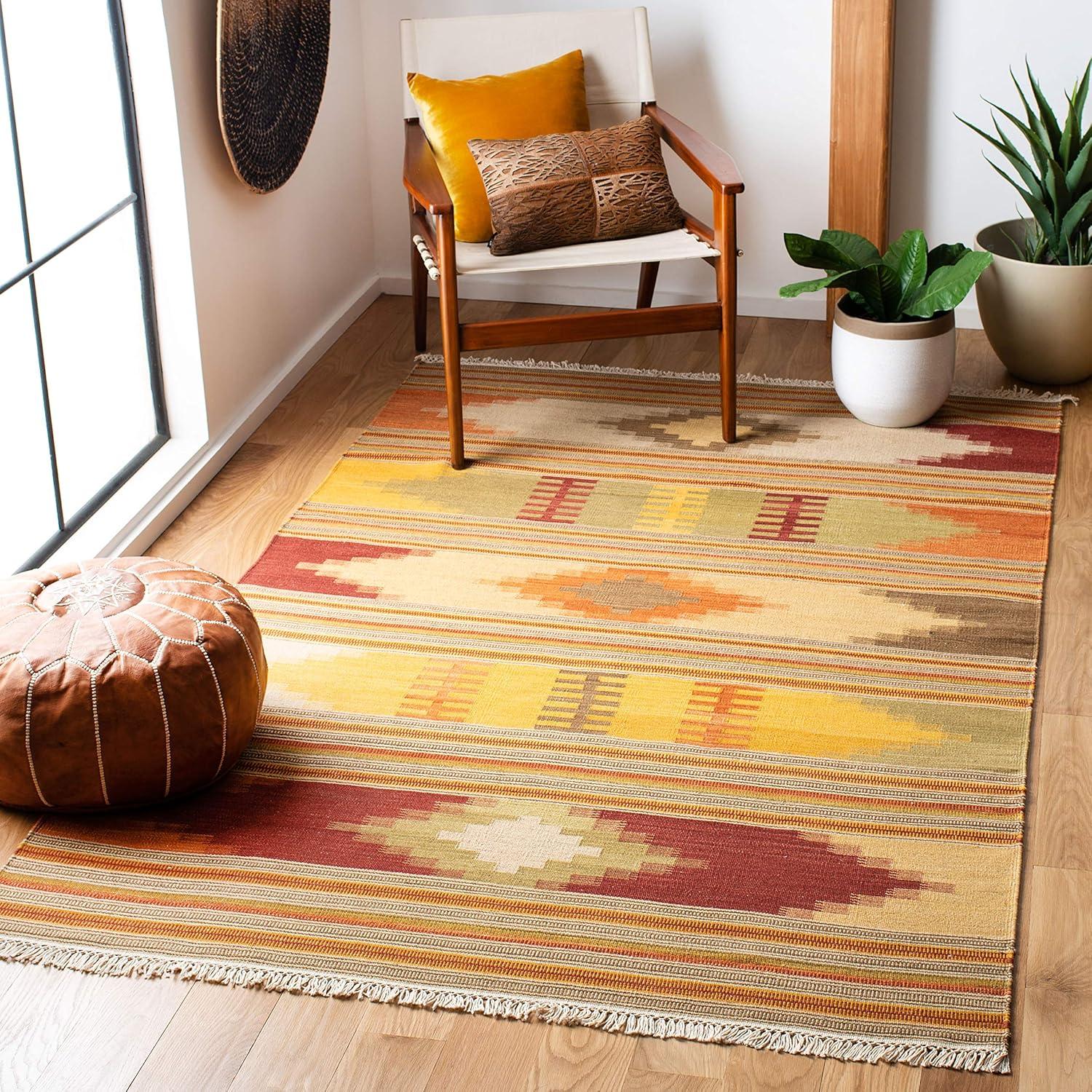 Kilim NVK177 Hand Woven Area Rug - Red/Multi - 6'x9' - Safavieh.