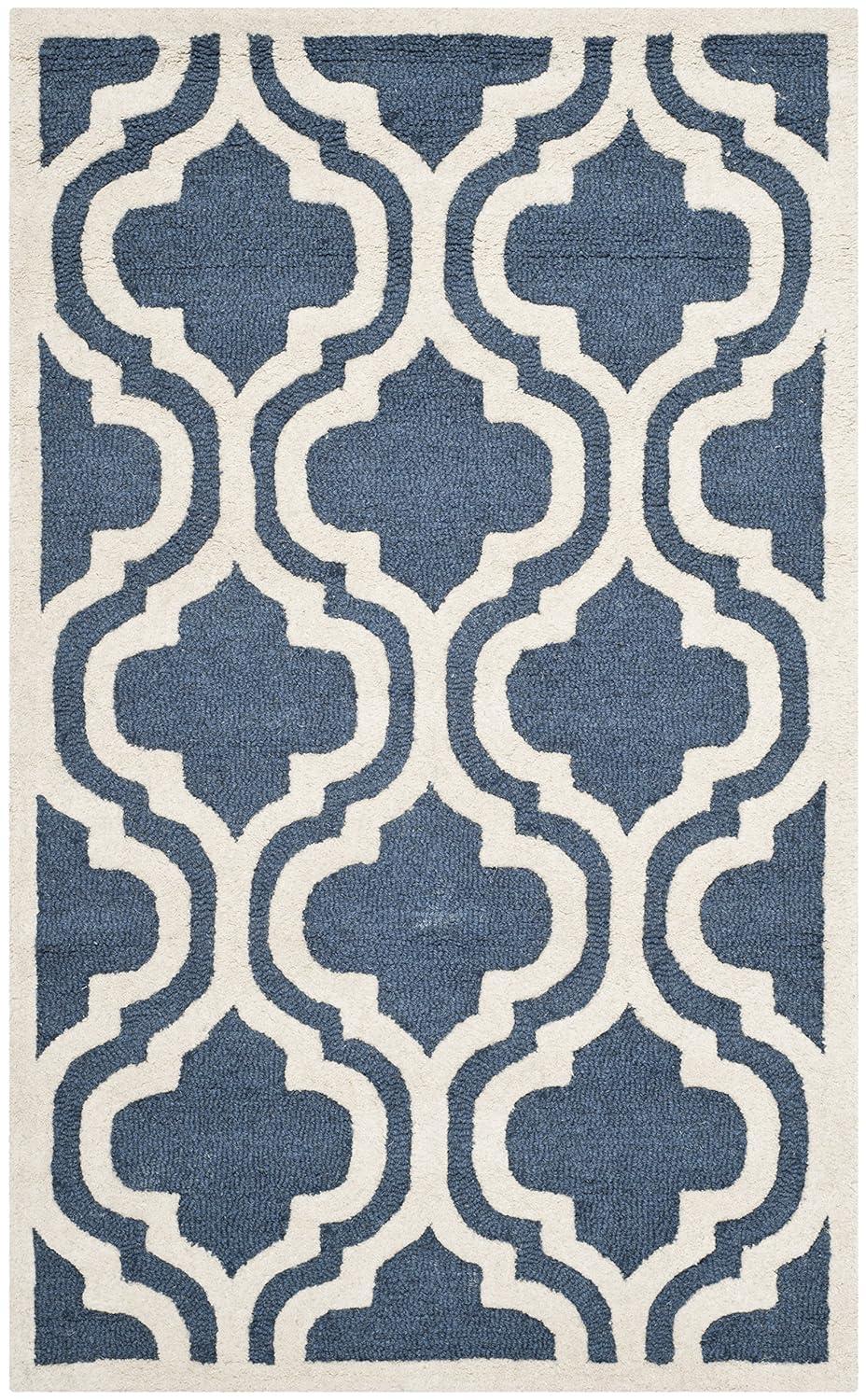 Cambridge CAM132 Tufted Indoor Accent Rug - Navy/Ivory - 3'x5' - Safavieh