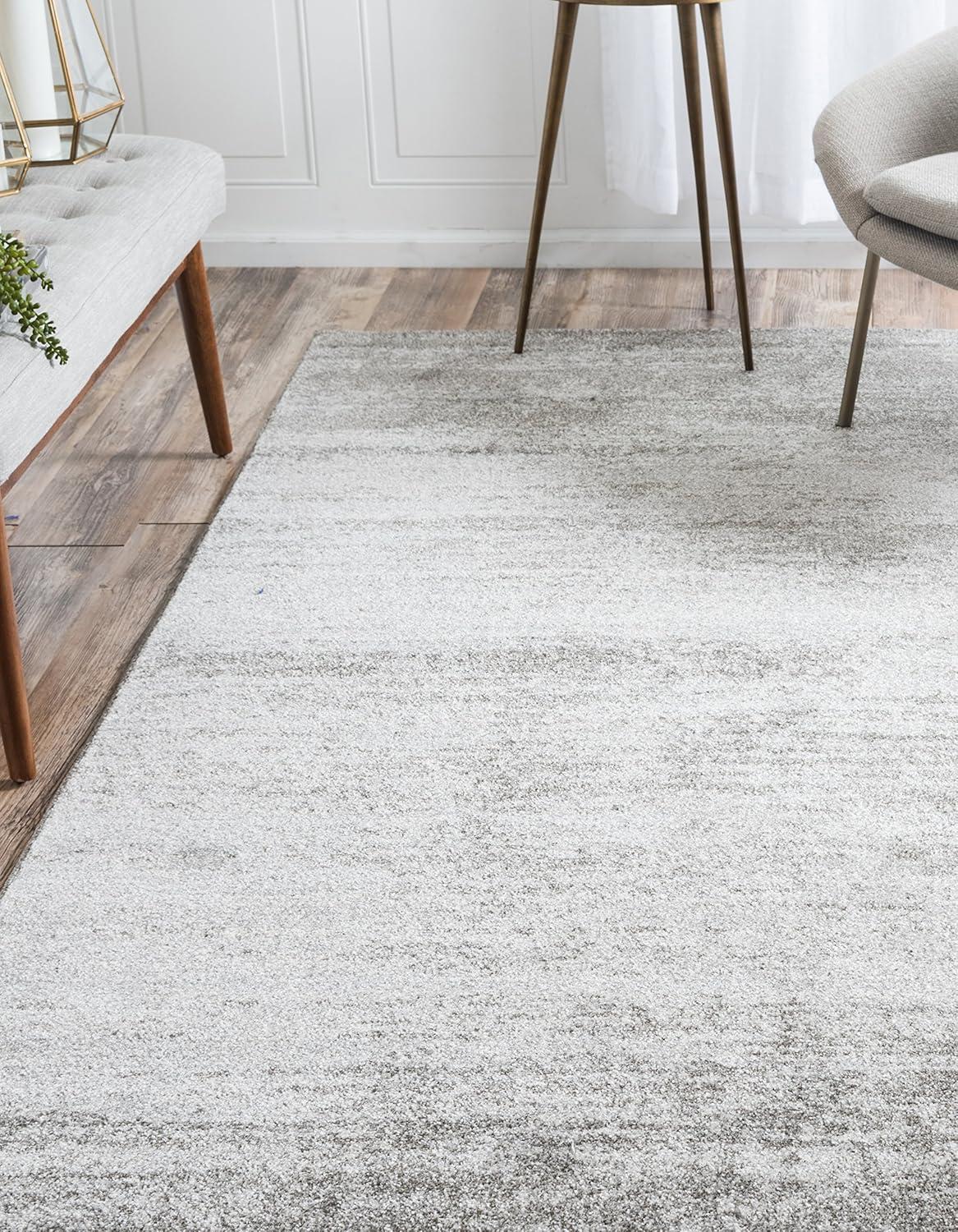 Elysian Gray Solid Synthetic 9' x 12' Easy-Care Area Rug