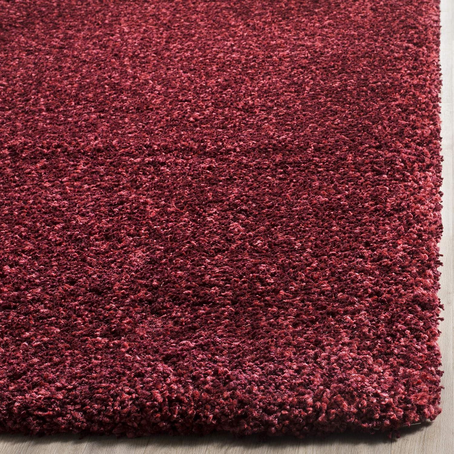 California Shag SG151 Power Loomed Indoor Accent Rug - Maroon - 4'x4' - Safavieh