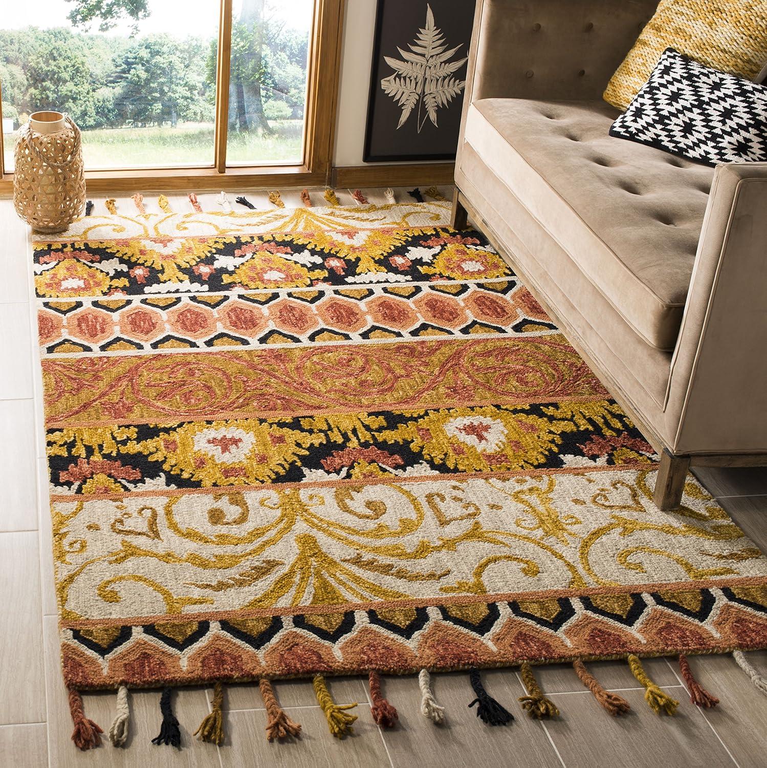 Suzani SZN203 Hand Hooked Indoor Accent Rug - Rust/Gold - 3'x5' - Safavieh.