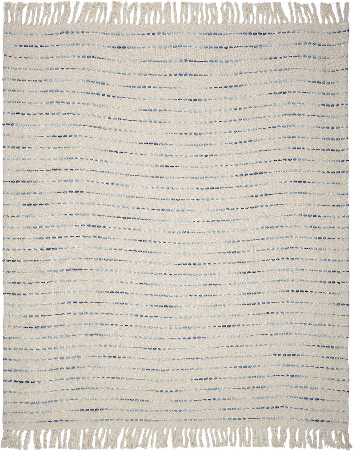 Taurus Woven Paths Interwoven Decorative Throw, Cream & Blue, 50" x 60"