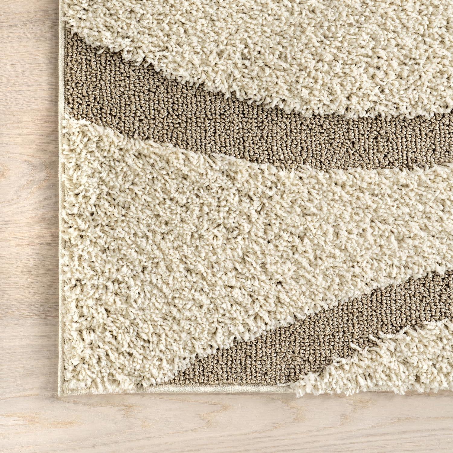 Nuloom Carolyn Abstract 5x8 Shag Indoor Area Rug for Living Room Bedroom Dining Room Nursery, Cream/Beige