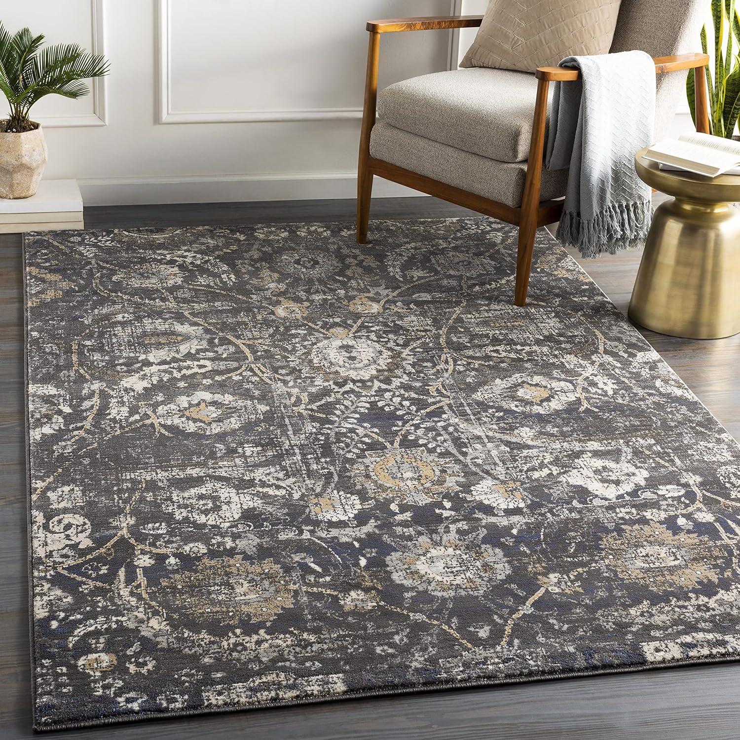 Avellino Beige and Gray Synthetic Fur Rectangular Rug, 2' x 2'11"