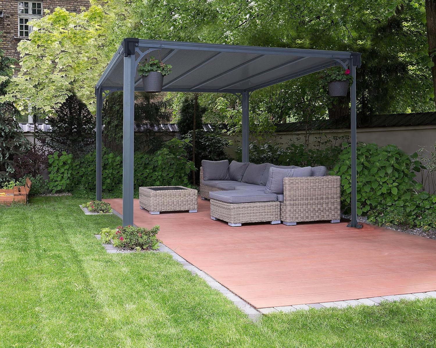 Milano 10' x 10' Gray Aluminum and Bronze Polycarbonate Gazebo