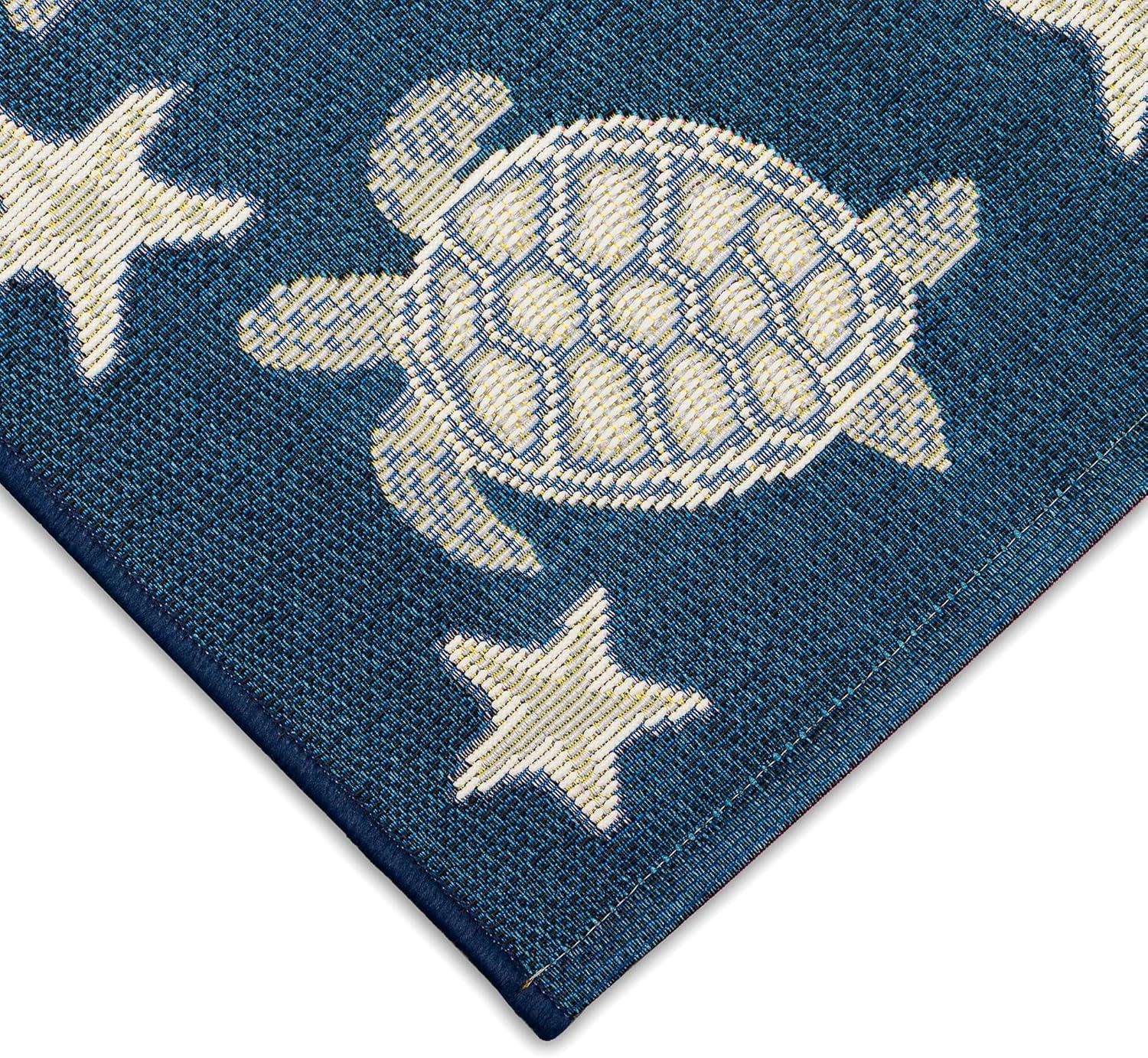 Liora Manne  Esencia Turtle And Stars Indoor/Outdoor Mat 2' x 2'10" - Navy