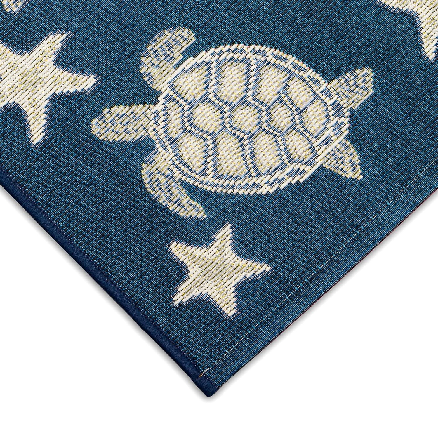 Liora Manne  Esencia Turtle And Stars Indoor/Outdoor Mat 2' x 2'10" - Navy