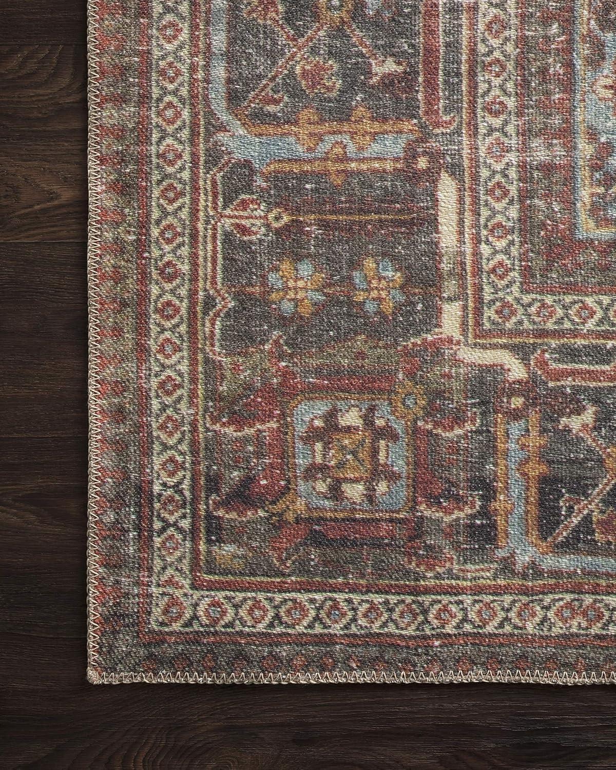 Loloi Rugs Loren 7'6" x 9'6" Printed Polyester Rug in Brick and Midnight