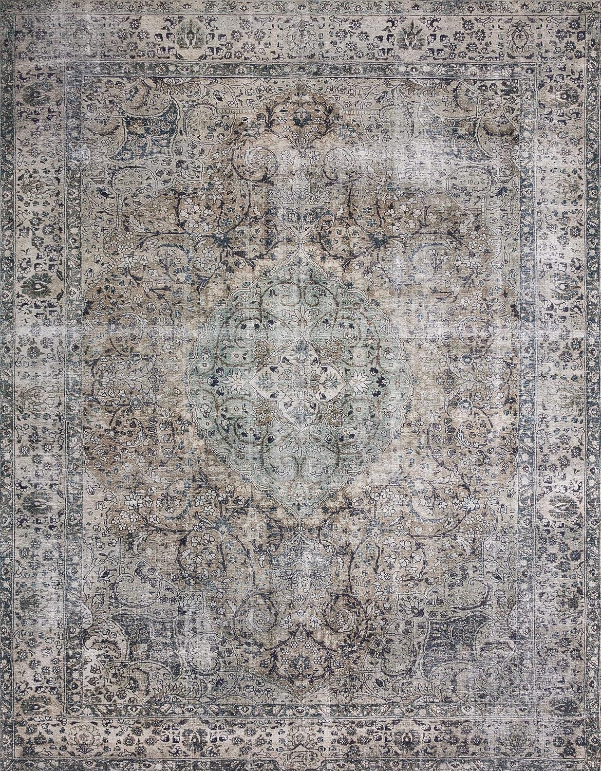 Loloi II Layla Printed Oriental Distressed Taupe / Stone Area Rug