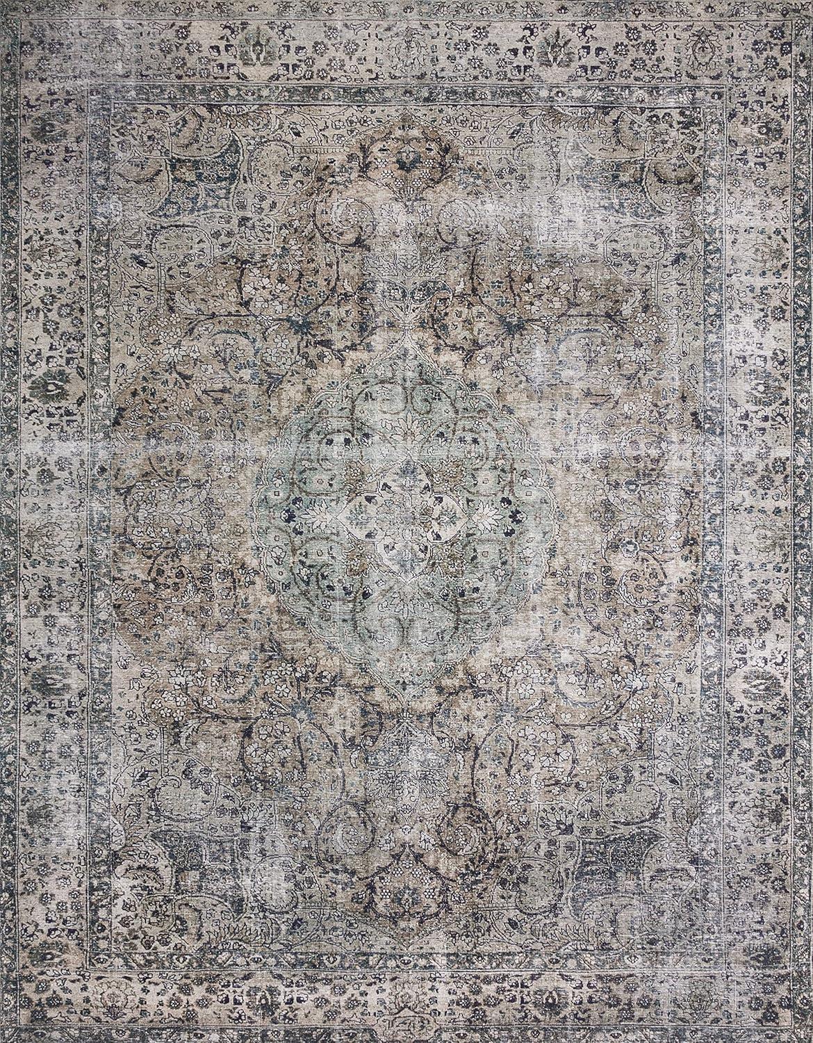 Gray Rectangular 9' x 12' Stain-Resistant Synthetic Area Rug