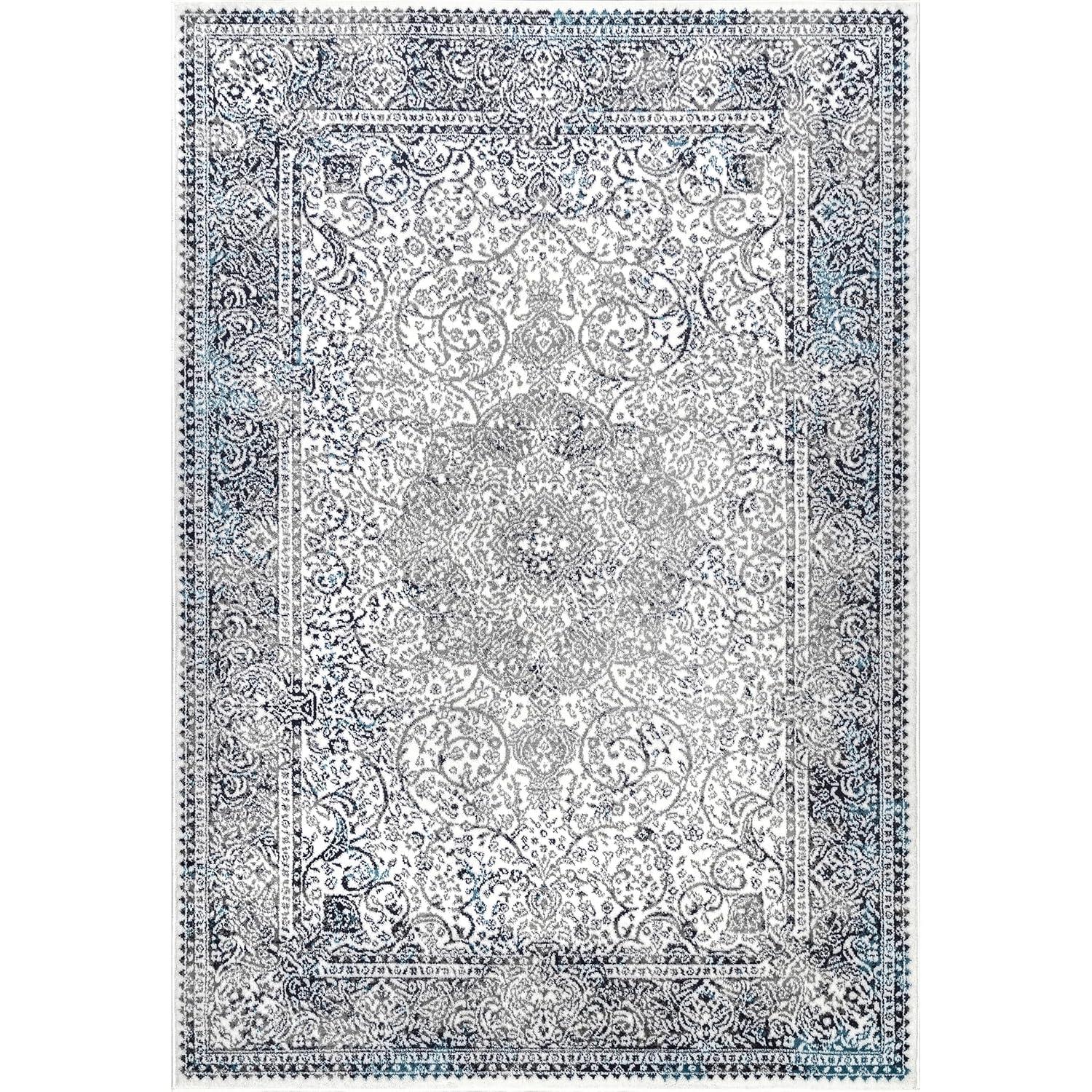 Nuloom Delores Oriental/Persian 9x12 Indoor Area Rug for Living Room Bedroom Dining Room Kitchen, Blue/Ivory