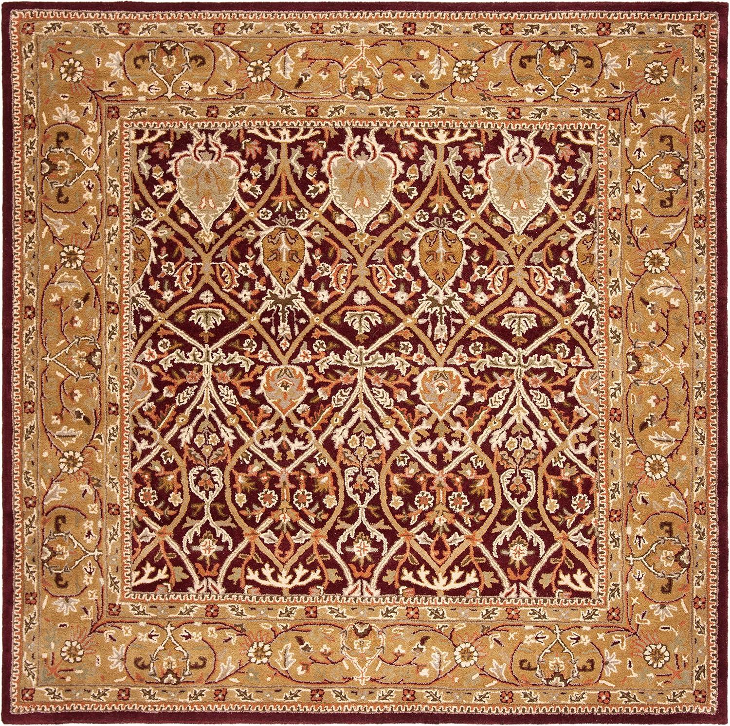 SAFAVIEH Persian Legend Adrian Floral Bordered Wool Area Rug, Red/Gold, 6' x 6' Square