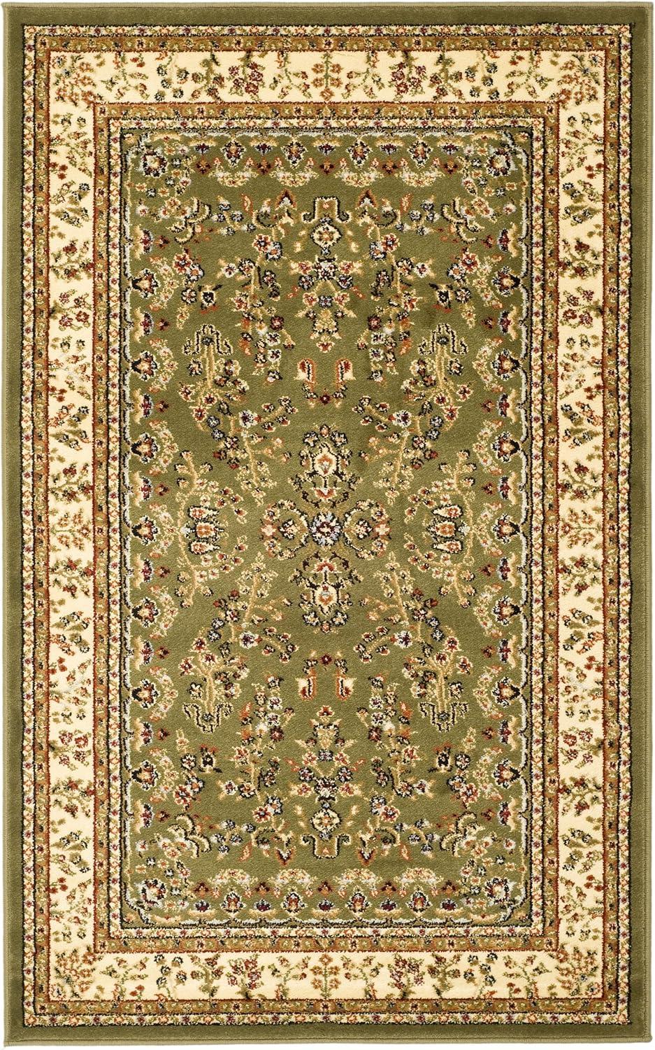 Sage and Ivory Synthetic Safavid Style Circular Area Rug