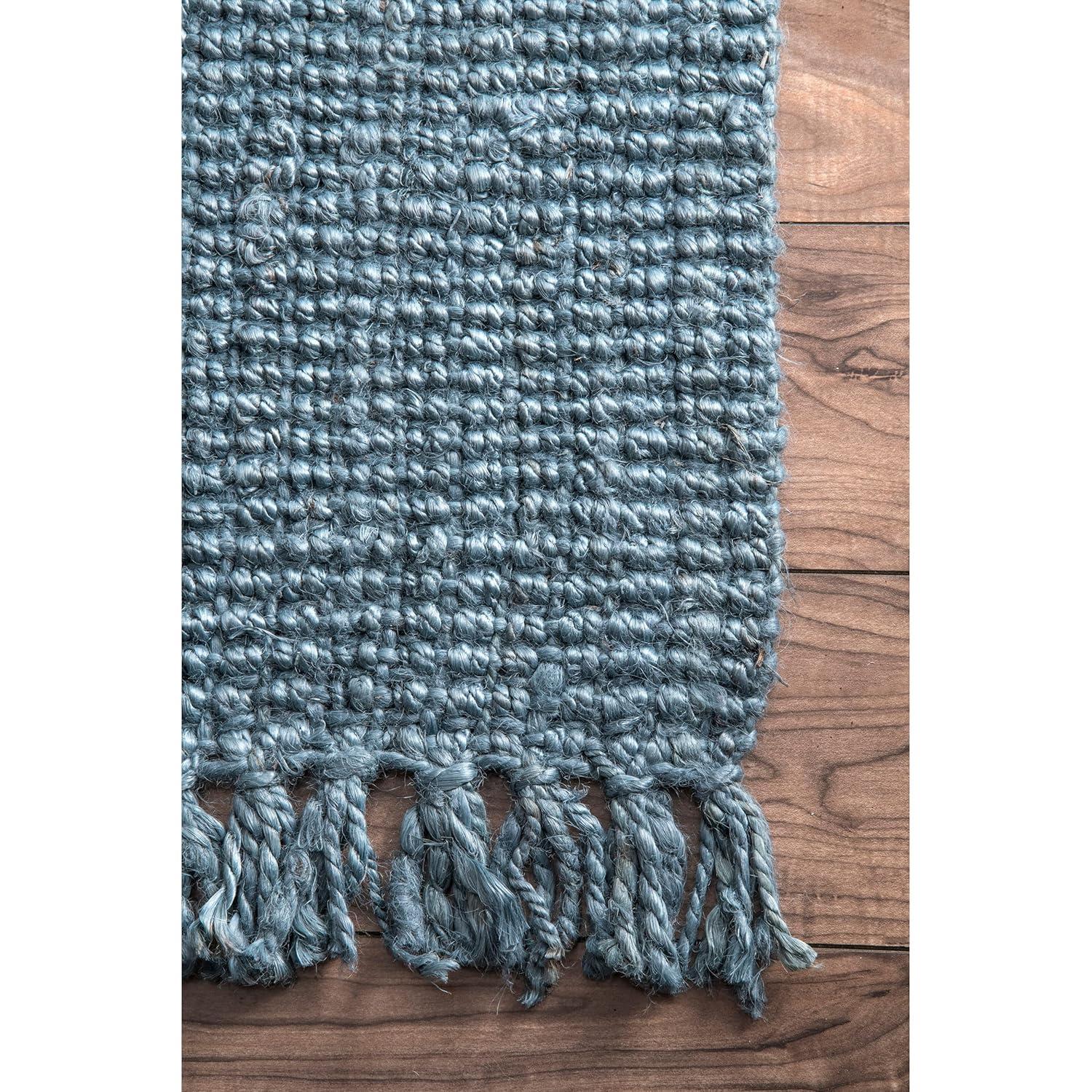 Nuloom 6x9 Daniela Jute Tassel Hand Woven Indoor Area Rug, Brick, Solid Chunky Farmhouse Design, Natural Fiber BedroomLiving Room