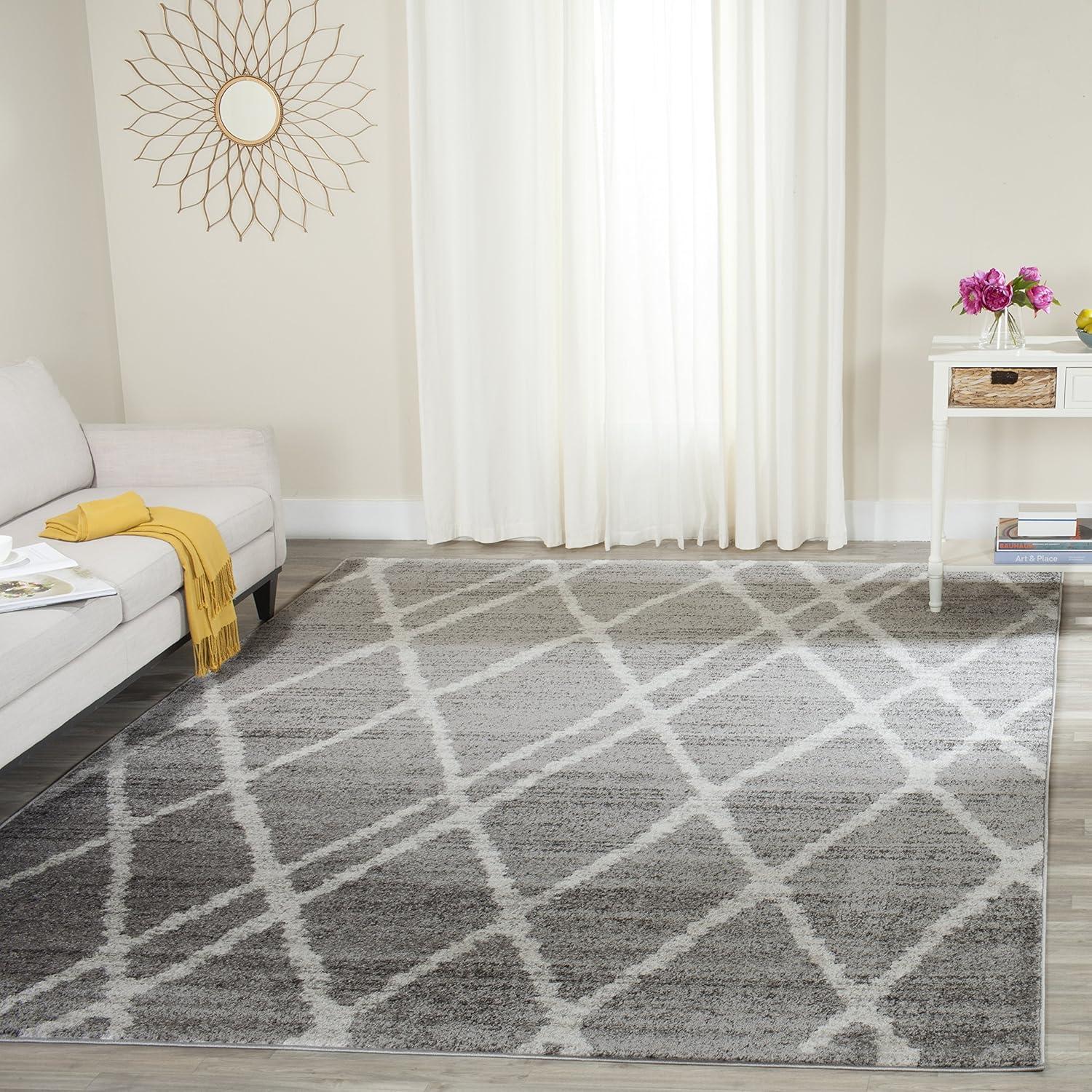 SAFAVIEH Adirondack Fidan Geometric Area Rug, Light Grey/Ivory, 9' x 12'