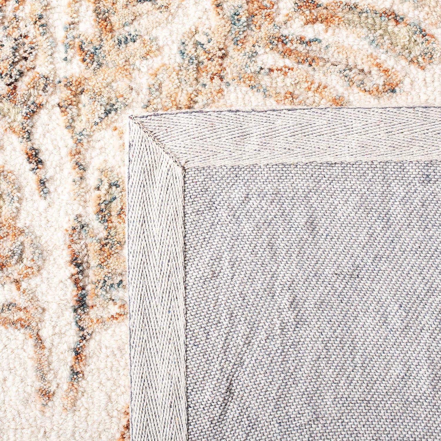 SAFAVIEH Capri Proinsias Leaves Wool Area Rug, Ivory/Brown, 11' x 15'