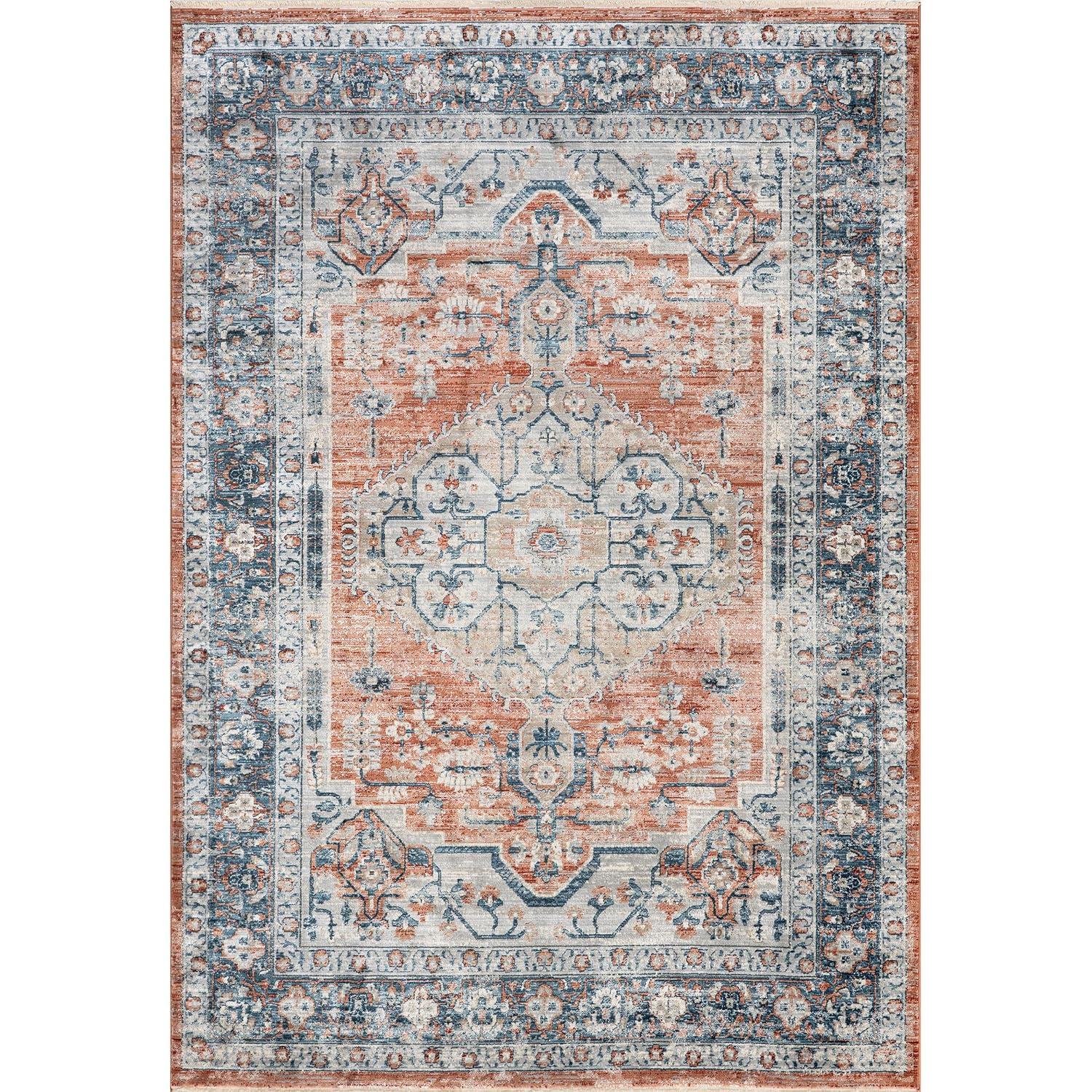 Nuloom Zara Medallion 3x5 Accent Indoor Area Rug for Living Room Bedroom Dining Room Entryway Kitchen, Rust/Blue