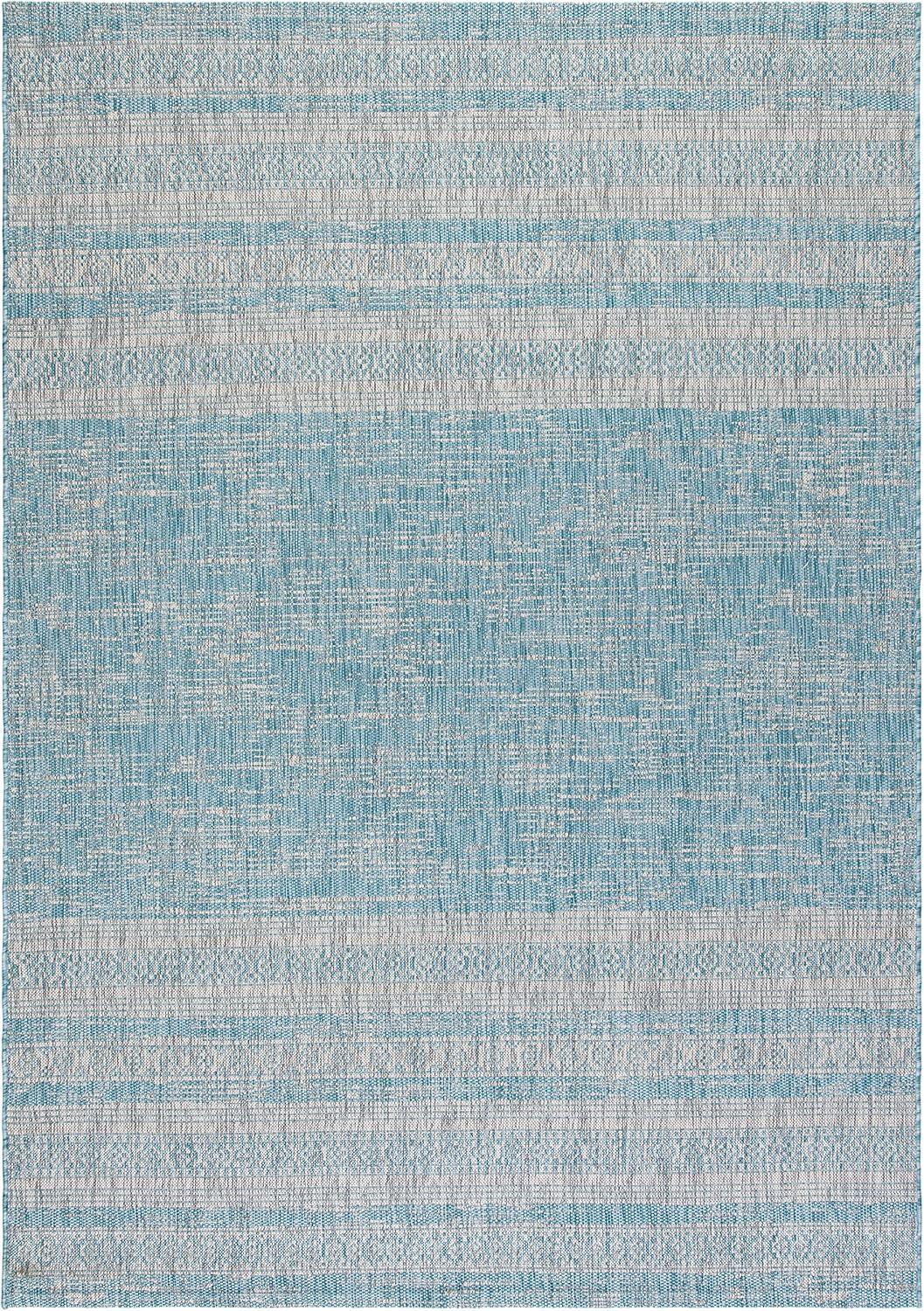 Courtyard CY8061 Power Loomed Indoor and Outdoor Area Rug - Aqua/Grey - 8'x10' - Safavieh