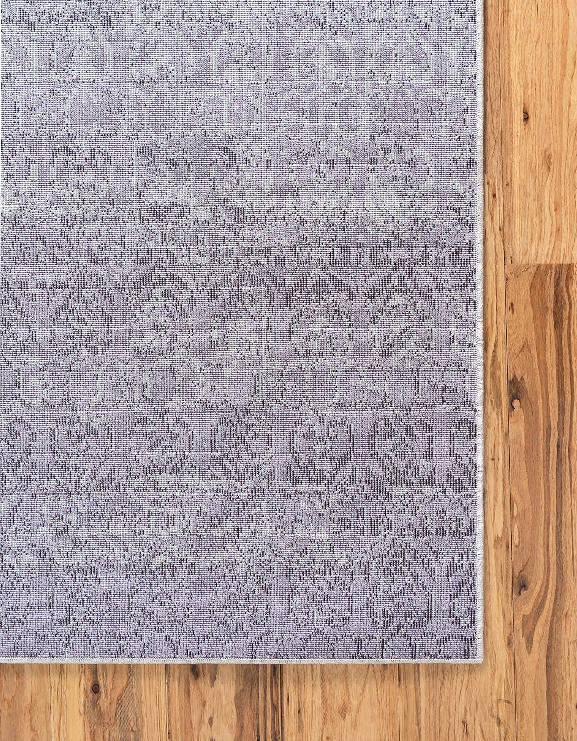 Purple and Ivory Low Pile Reversible Area Rug