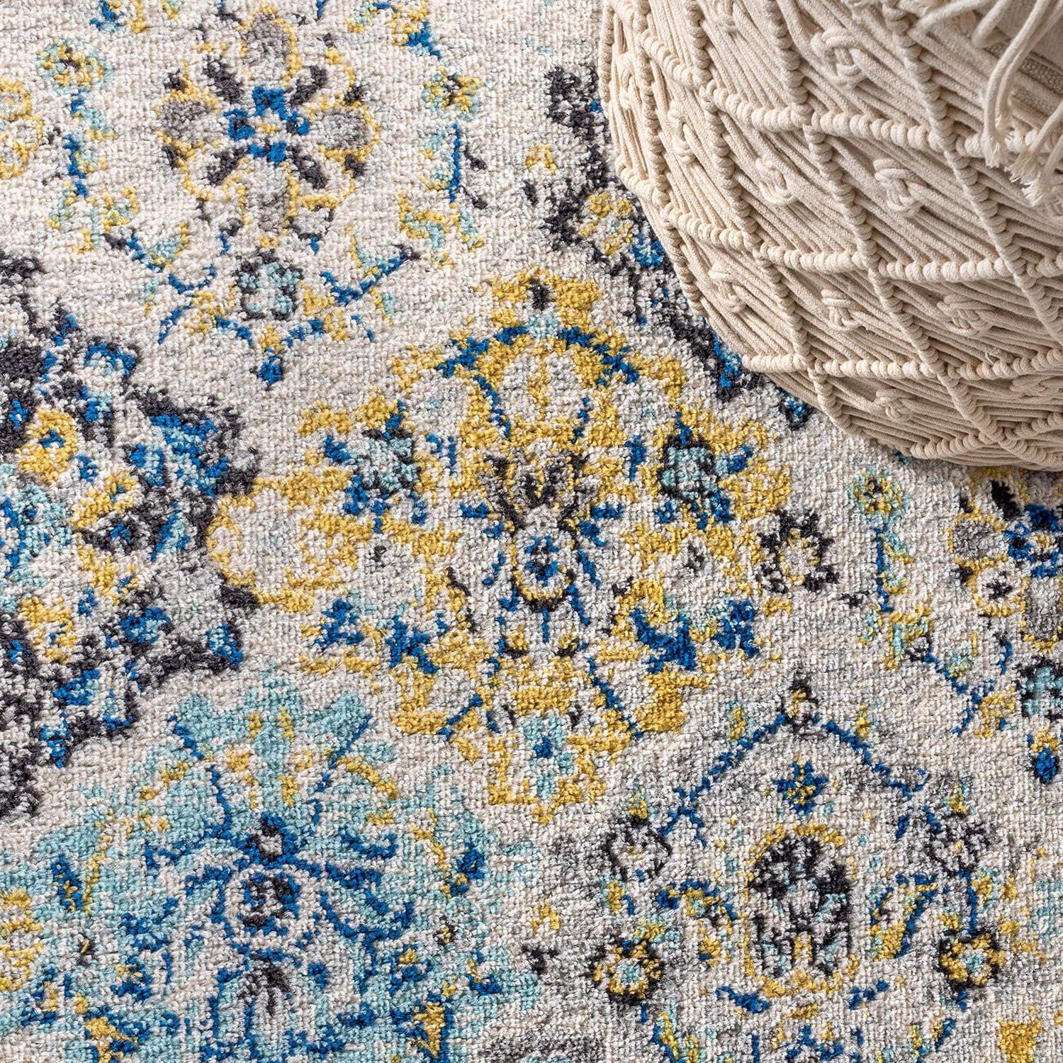 8'x10' Modern Persian Boho Vintage Trellis Area Rug, Blue/Multi - JONATHAN Y