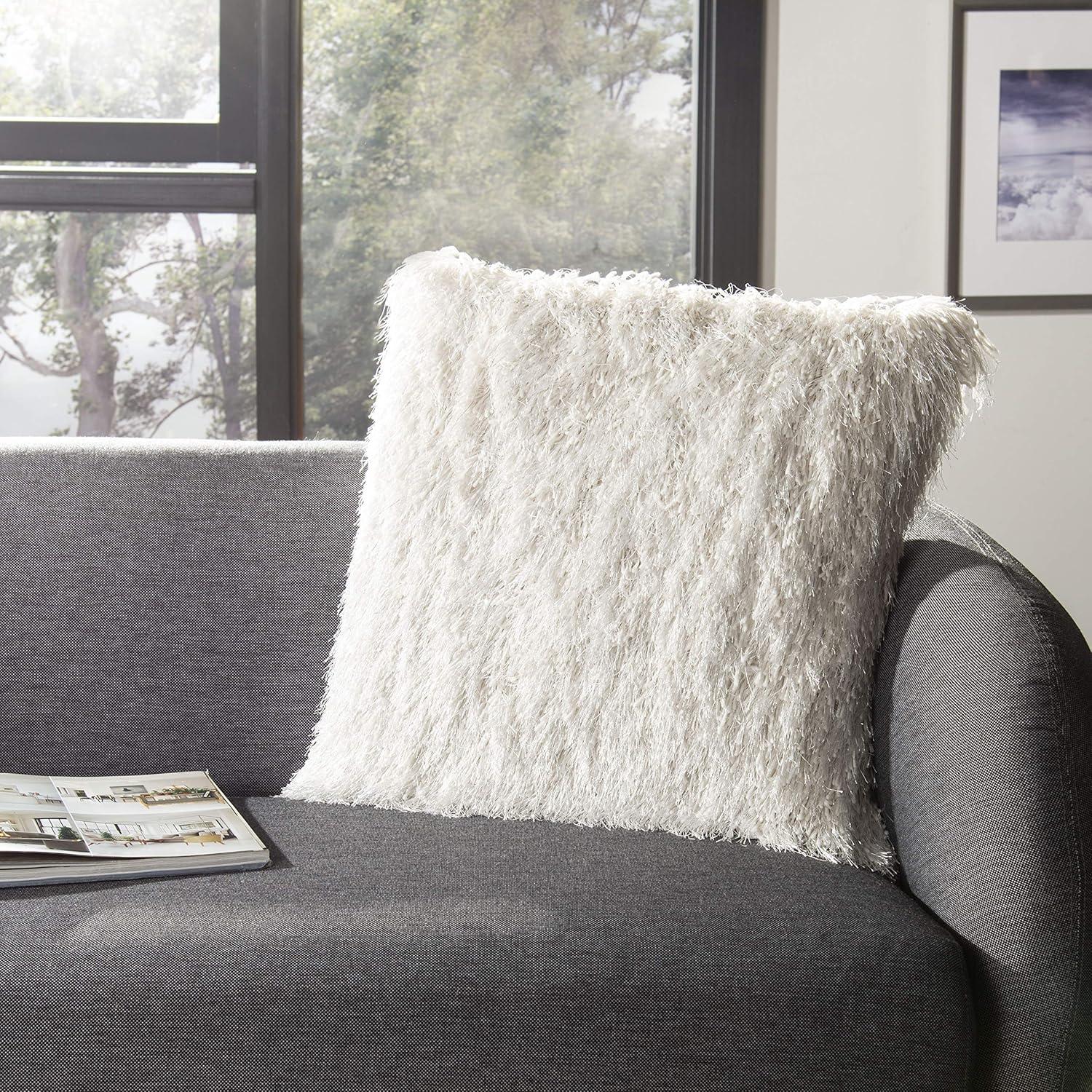 Shag Modish Metallic Pillow - Metallic Snow - 12"X20" - Safavieh