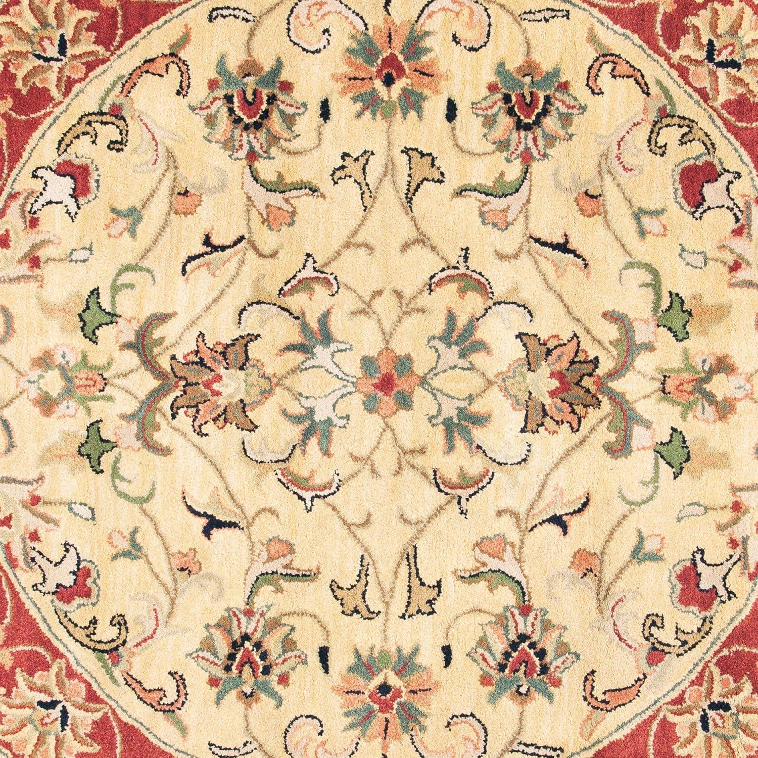 SAFAVIEH Classic Nicholas Floral Bordered Wool Area Rug, Gold/Red, 8' x 8' Round